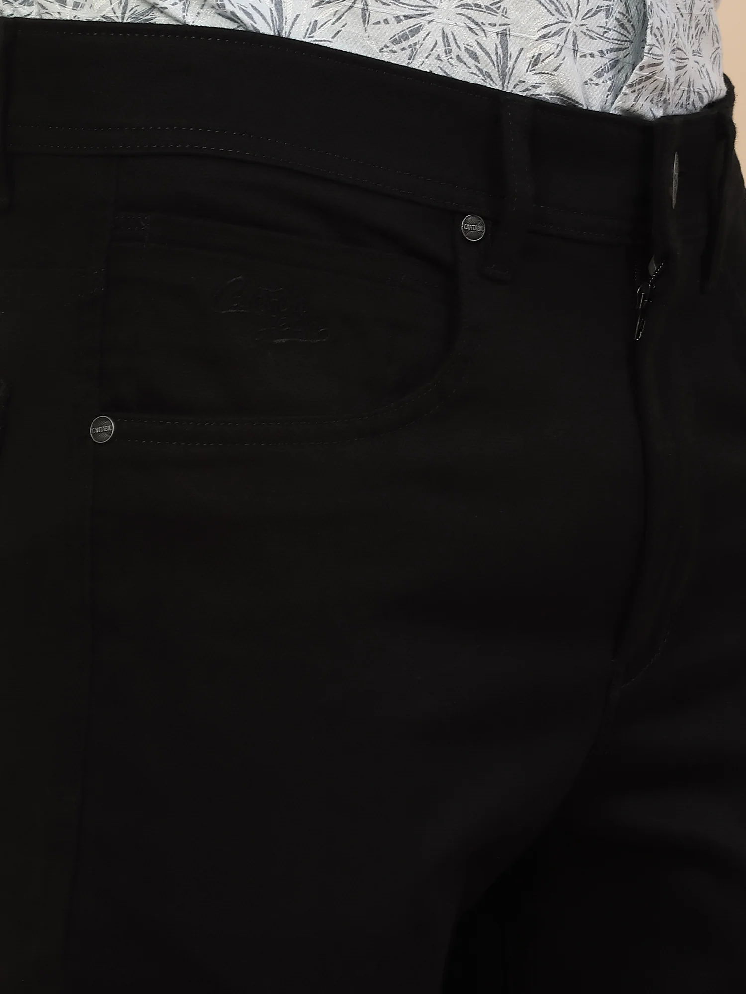 Casual Trouser for Men | Breathable & Soft with Color Fastness Regular Fit Cotton Blend Fabric Self Design Pattern Button Closure - Image 5