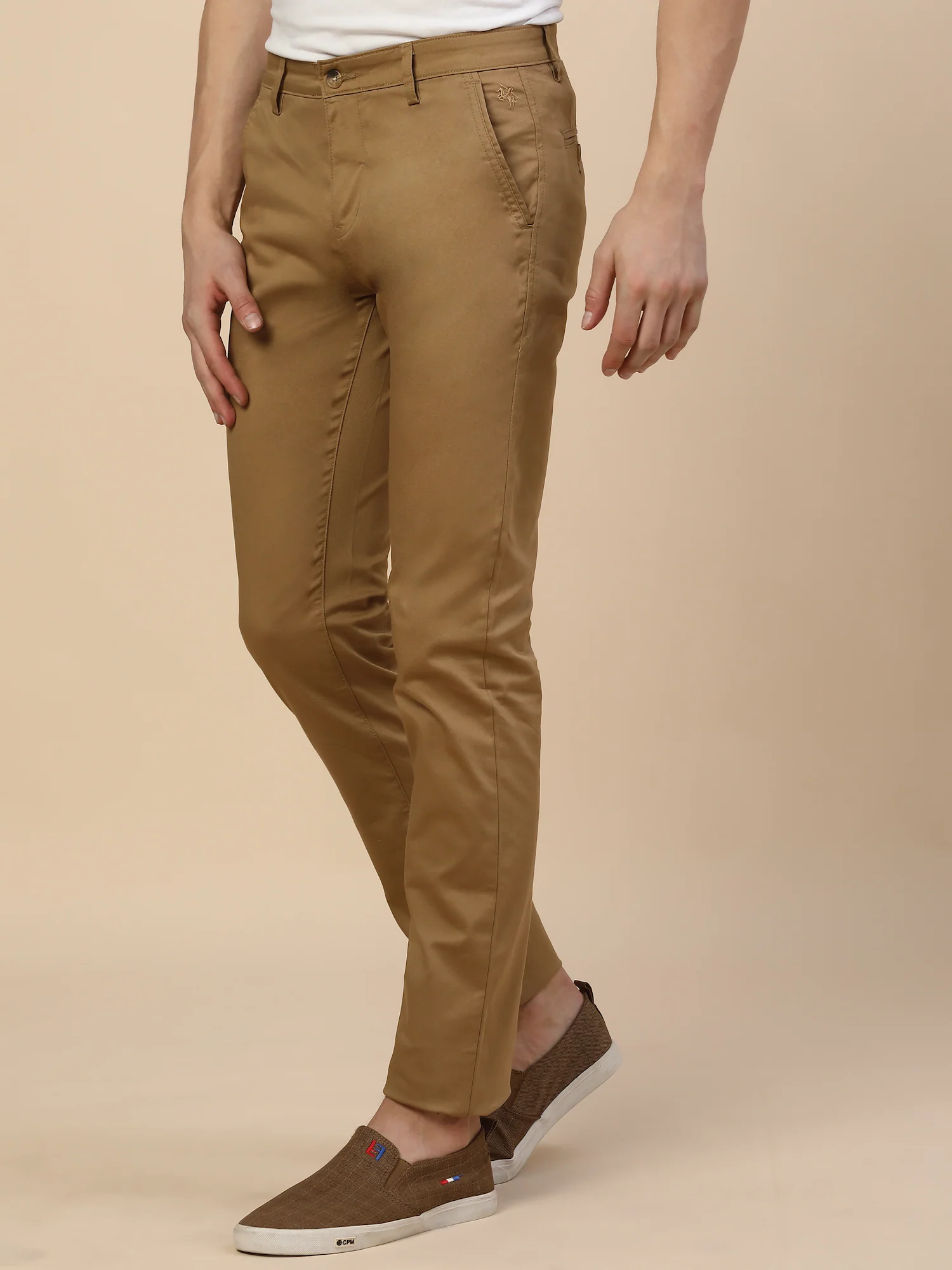 Casual Trouser for Men | Breathable & Soft with Color Fastness Regular Fit Cotton Blend Fabric Solid Pattern Button Closure - Image 3
