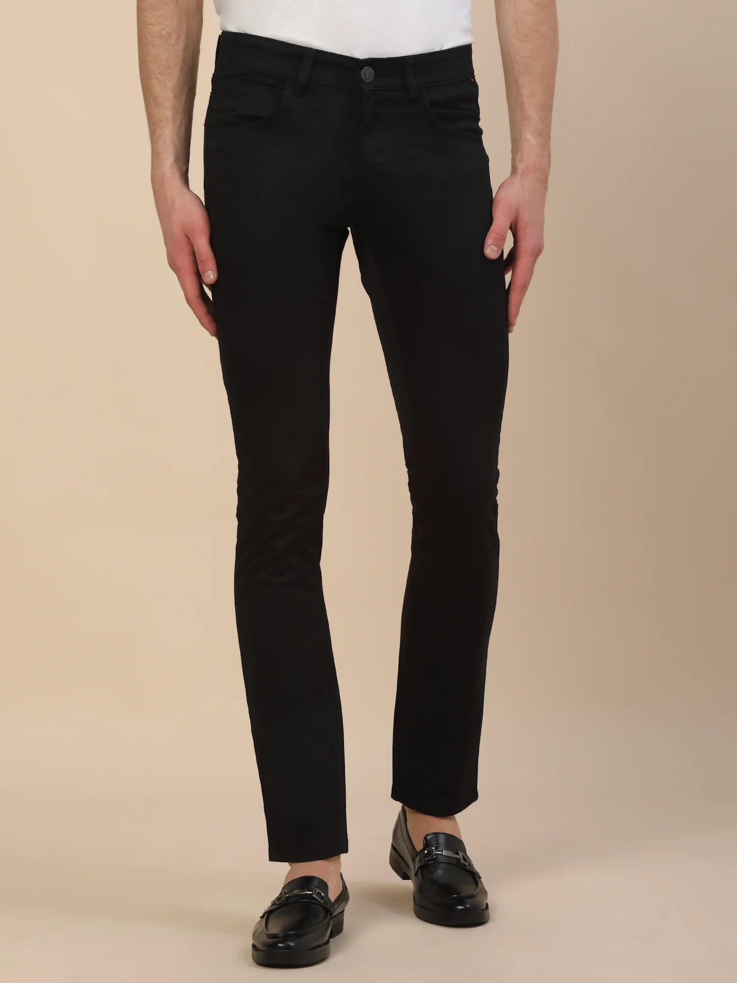 Casual Trouser for Men | Breathable & Soft with Color Fastness Regular Fit Cotton Blend Fabric Solid Pattern Button Closure - Image 2