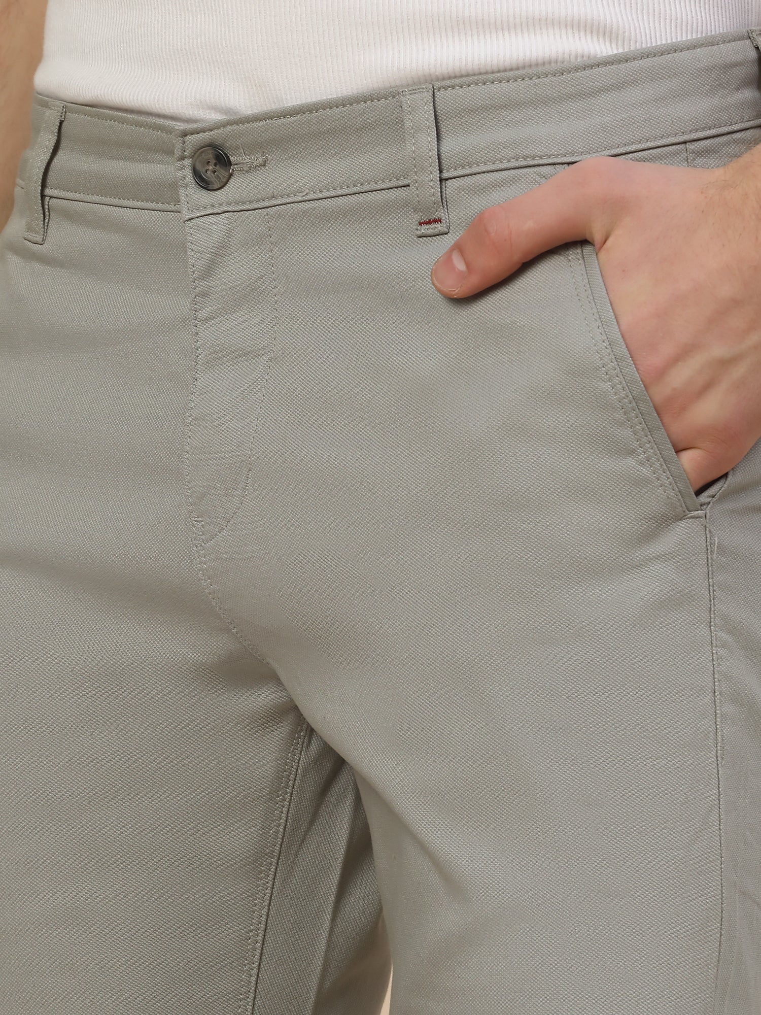 Casual Trouser for Men | Breathable & Soft with Color Fastness Regular Fit Cotton Blend Fabric Solid Pattern Button Closure - Image 3