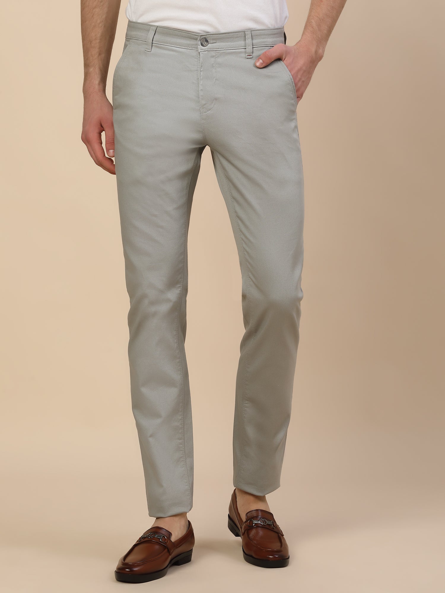 Casual Trouser for Men | Breathable & Soft with Color Fastness Regular Fit Cotton Blend Fabric Solid Pattern Button Closure - Image 6