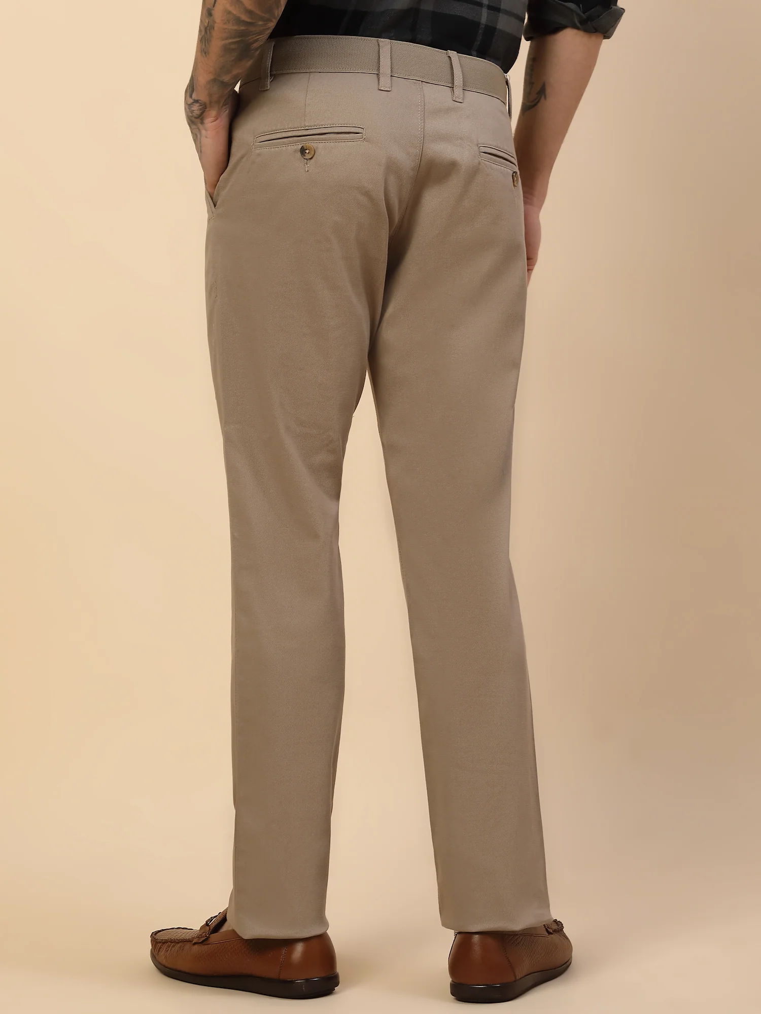 Casual Trouser for Men | Breathable & Soft with Color Fastness Regular Fit Cotton Blend Fabric Solid Pattern Button Closure - Image 6