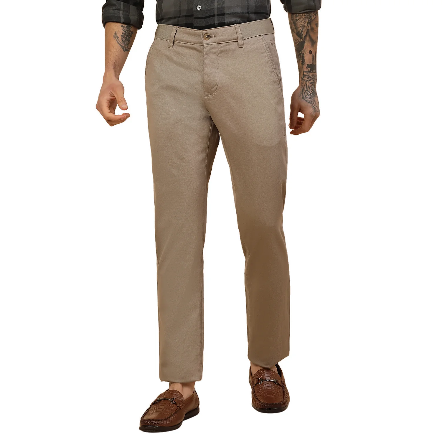 Casual Trouser for Men | Breathable & Soft with Color Fastness Regular Fit Cotton Blend Fabric Solid Pattern Button Closure - Image 7