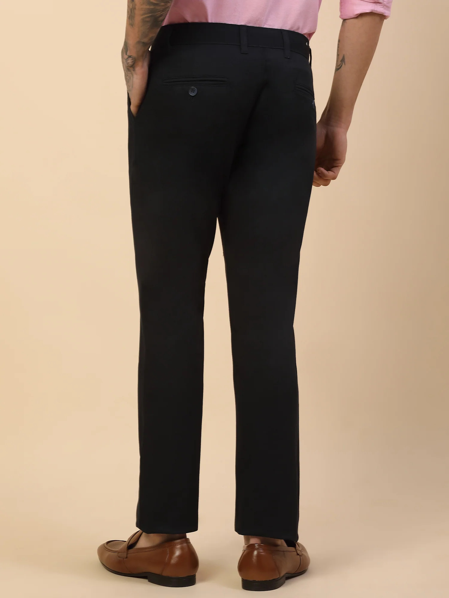 Casual Trouser for Men | Breathable & Soft with Color Fastness Regular Fit Cotton Blend Fabric Solid Pattern Button Closure - Image 2