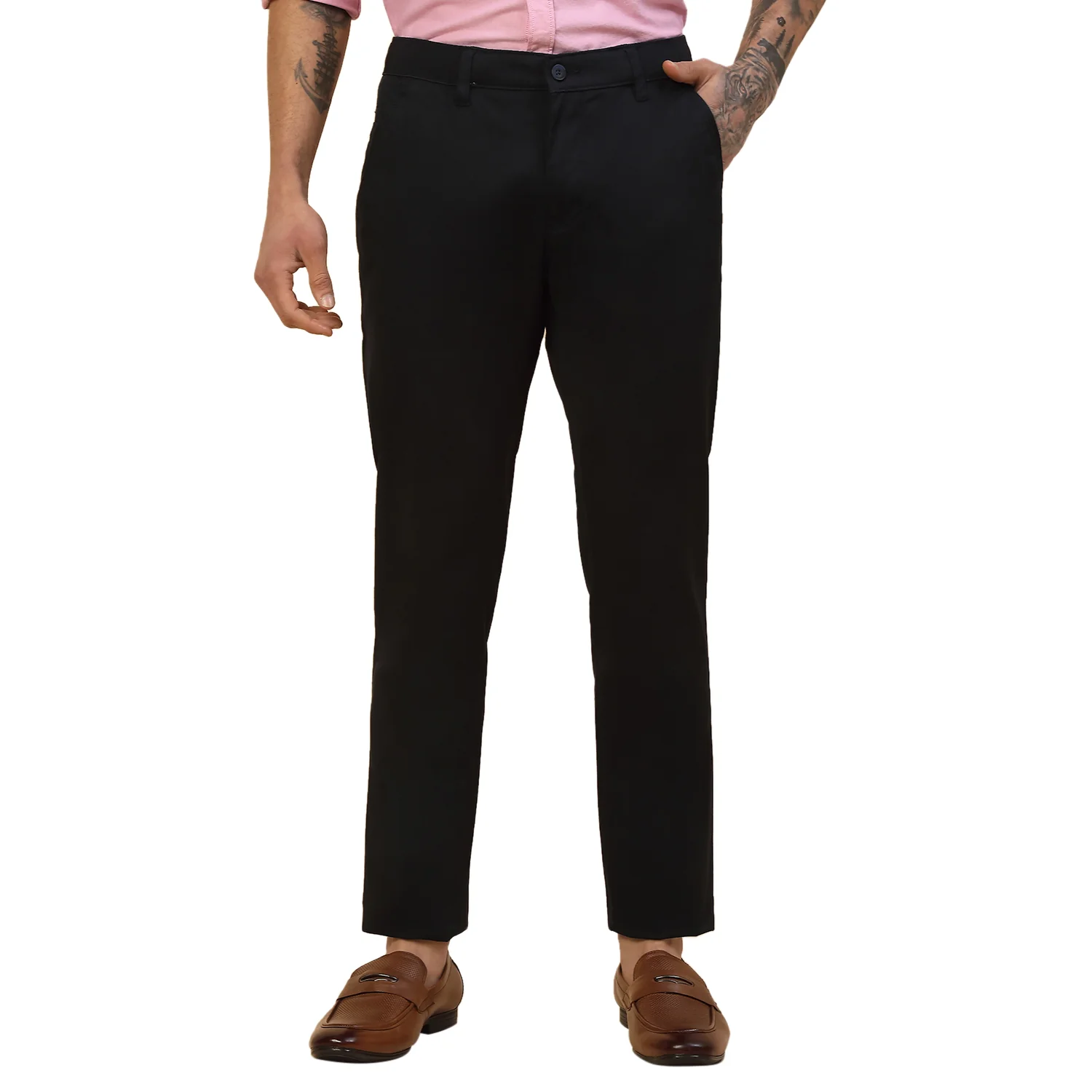 Casual Trouser for Men | Breathable & Soft with Color Fastness Regular Fit Cotton Blend Fabric Solid Pattern Button Closure - Image 7