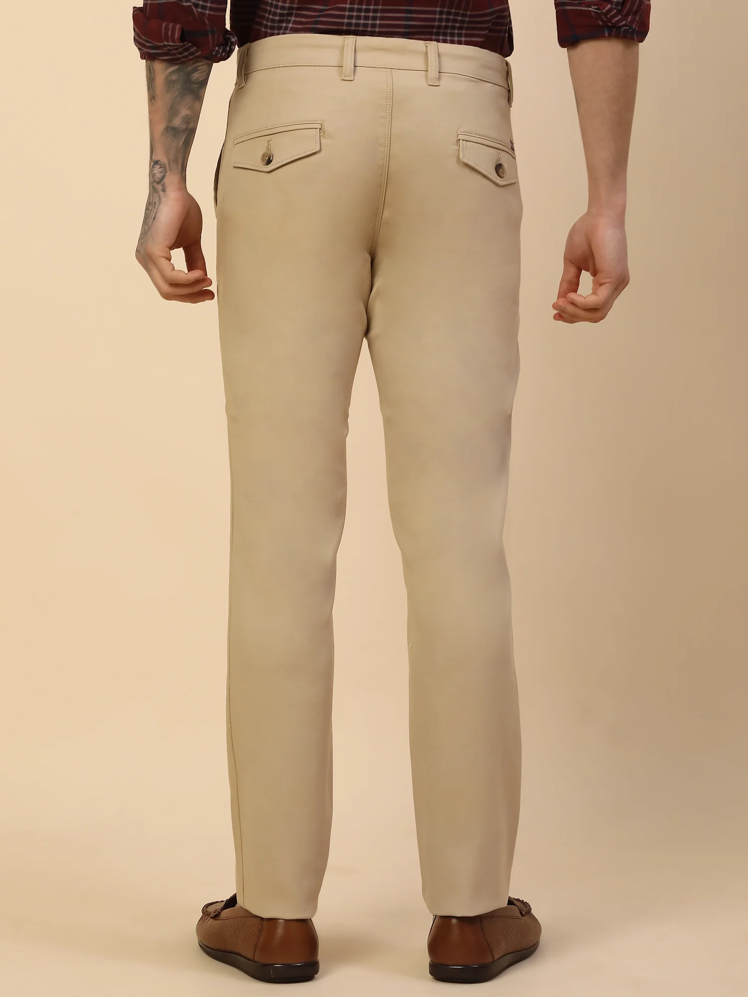 Casual Trouser for Men | Breathable & Soft with Color Fastness Regular Fit Cotton Blend Fabric Solid Pattern Button Closure - Image 7