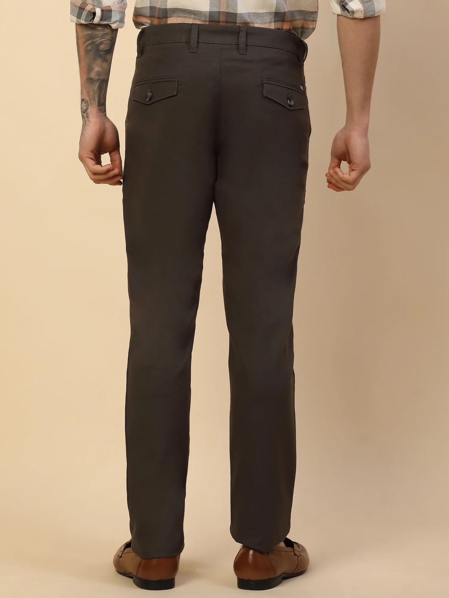 Casual Trouser for Men | Breathable & Soft with Color Fastness Regular Fit Cotton Blend Fabric Solid Pattern Button Closure - Image 7