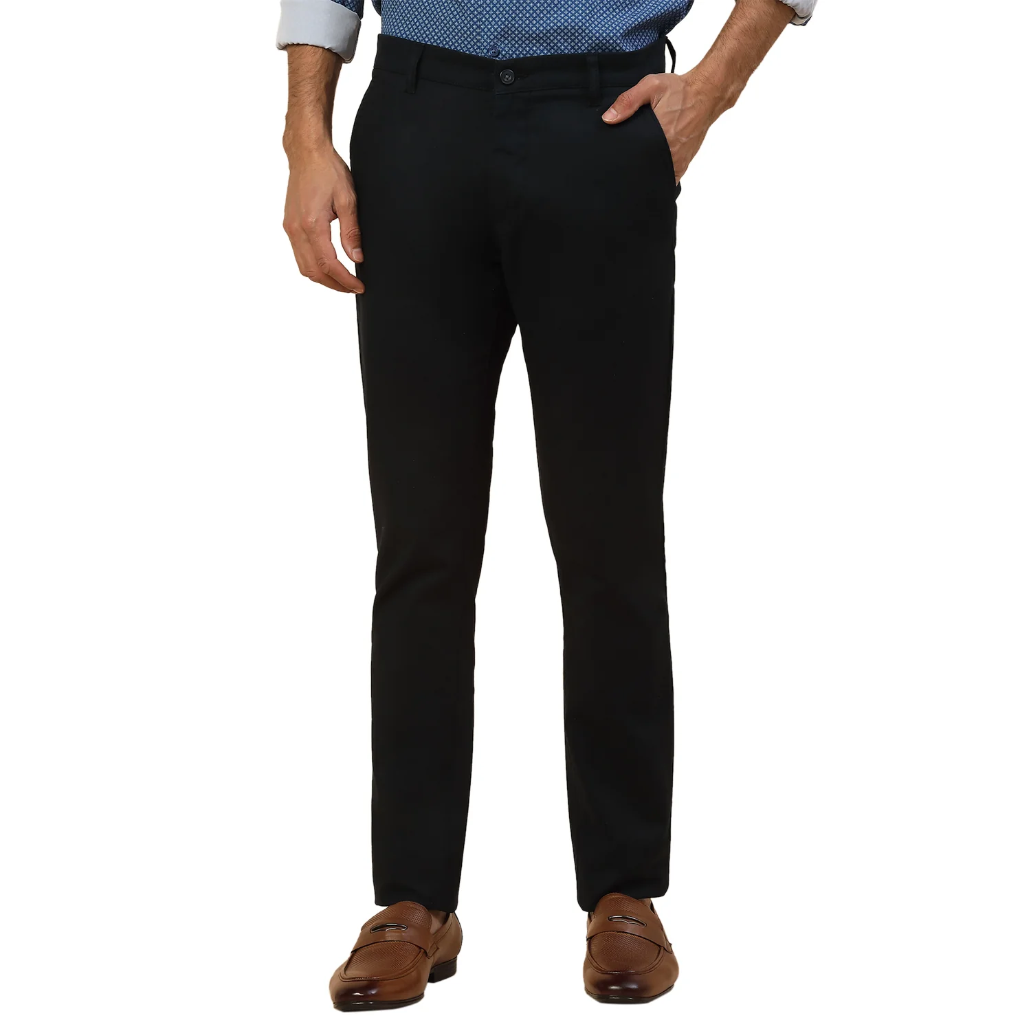 Casual Trouser for Men | Breathable & Soft with Color Fastness Regular Fit Cotton Blend Fabric Solid Pattern Button Closure - Image 2