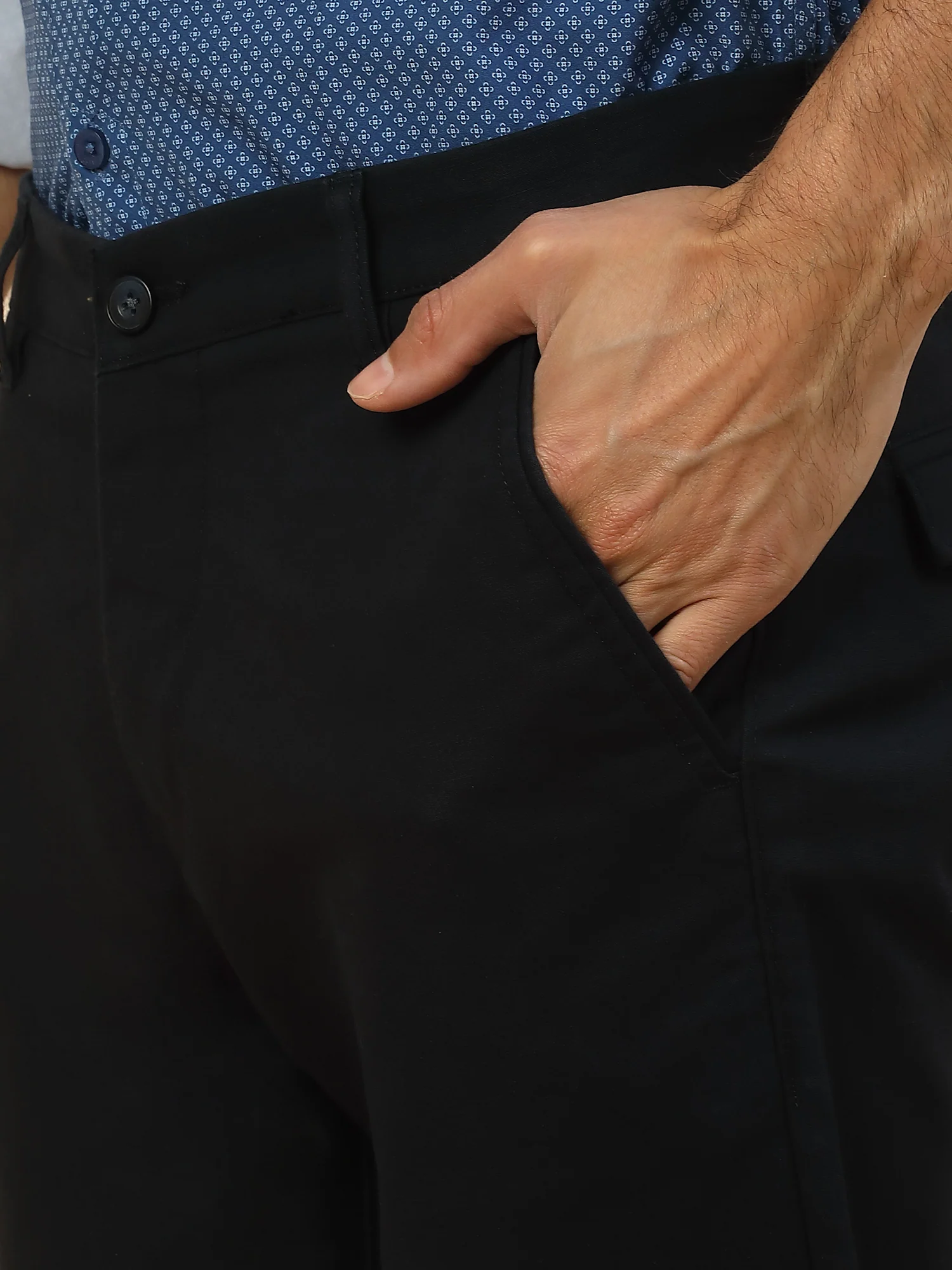 Casual Trouser for Men | Breathable & Soft with Color Fastness Regular Fit Cotton Blend Fabric Solid Pattern Button Closure - Image 6