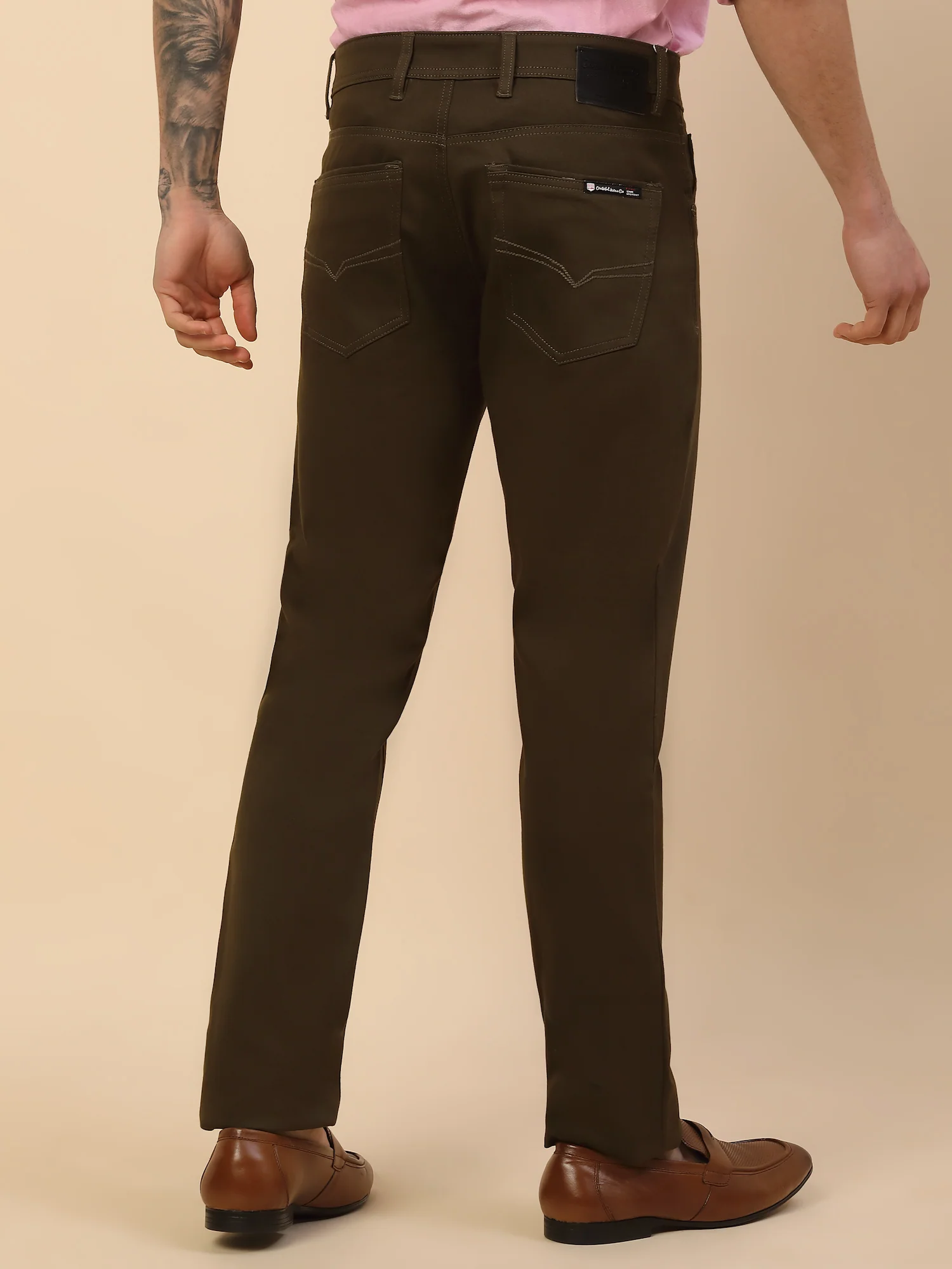 Casual Trouser for Men | Breathable & Soft with Color Fastness Regular Fit Cotton Blend Fabric Solid Pattern Button Closure - Image 6