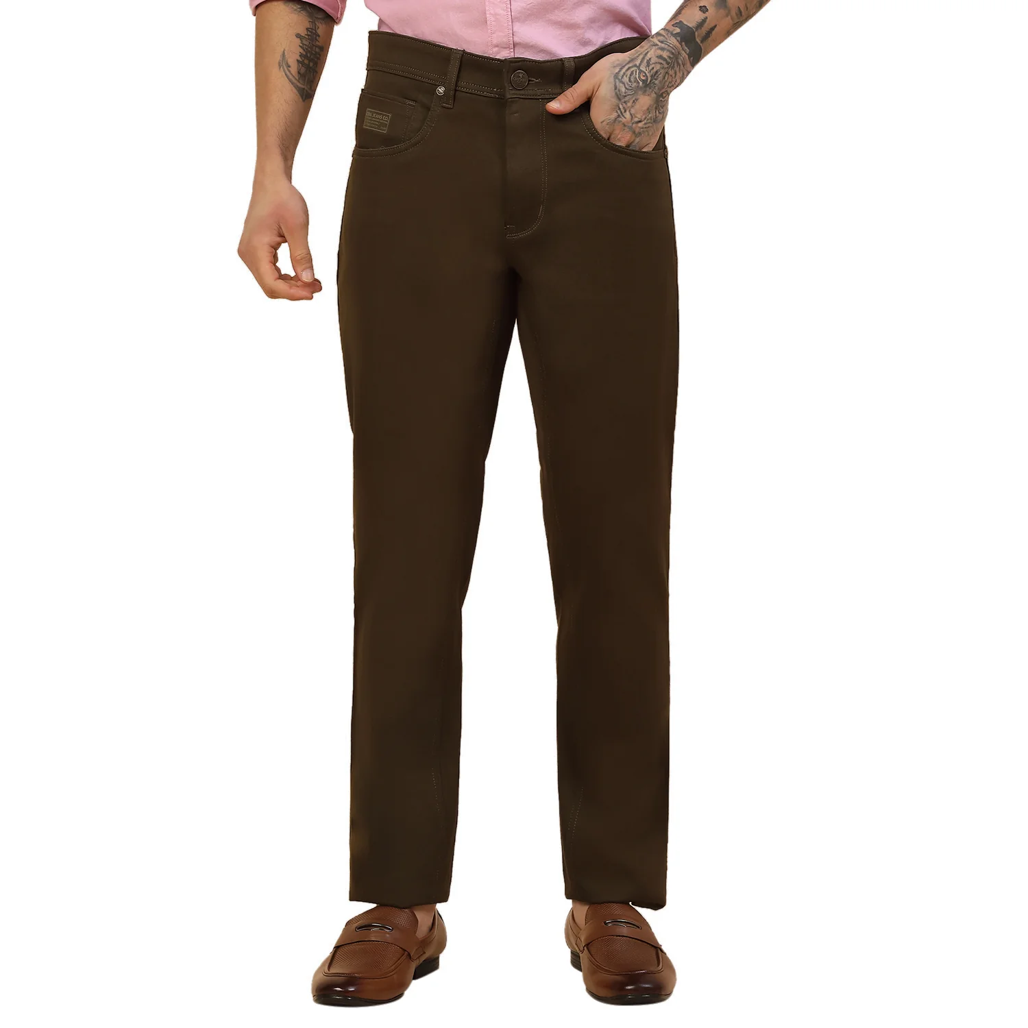 Casual Trouser for Men | Breathable & Soft with Color Fastness Regular Fit Cotton Blend Fabric Solid Pattern Button Closure - Image 7