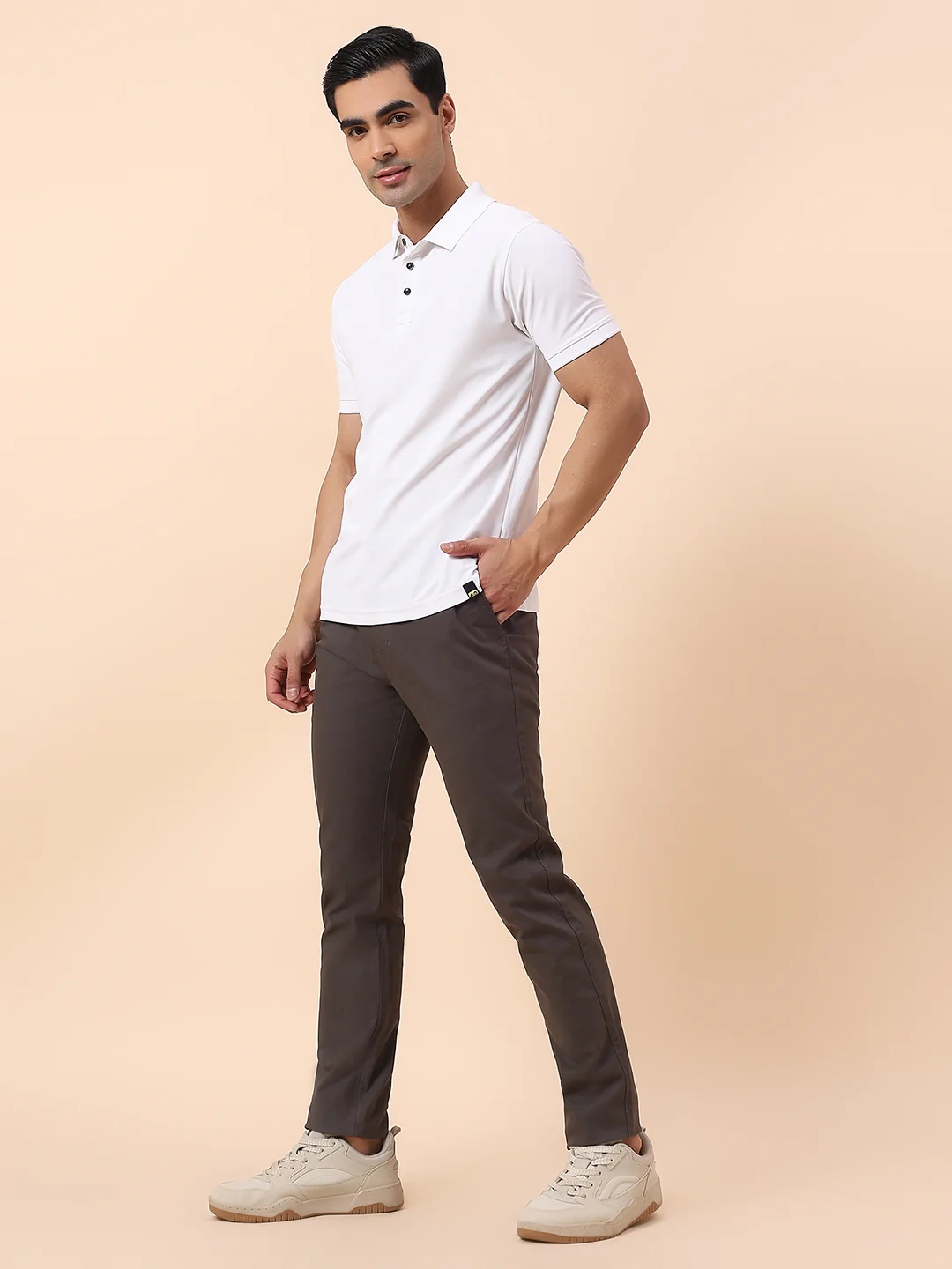 Casual Trouser for Men | Breathable & Soft with Color Fastness Regular Fit Cotton Blend Fabric Solid Pattern Button Closure - Image 8
