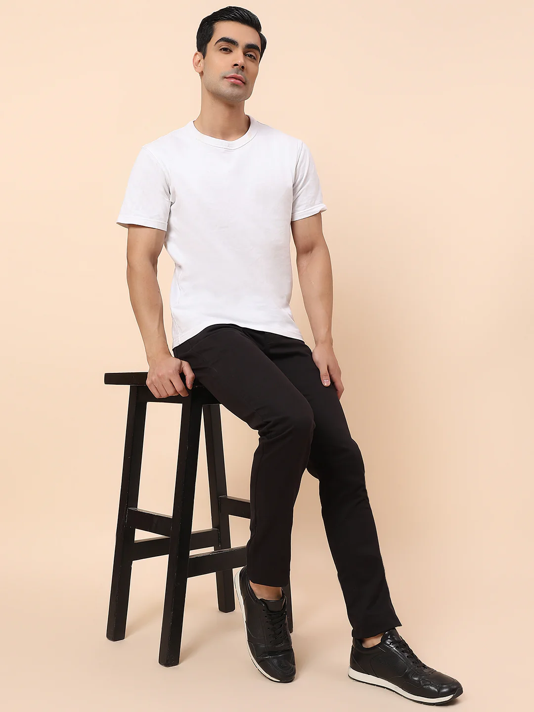 Casual Trouser for Men | Breathable & Soft with Color Fastness Regular Fit Cotton Blend Fabric Solid Pattern Button Closure - Image 2