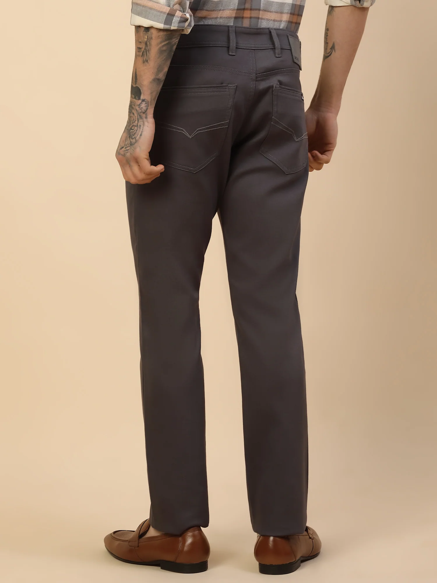 Casual Trouser for Men | Breathable & Soft with Color Fastness Regular Fit Cotton Blend Fabric Solid Pattern Button Closure - Image 7