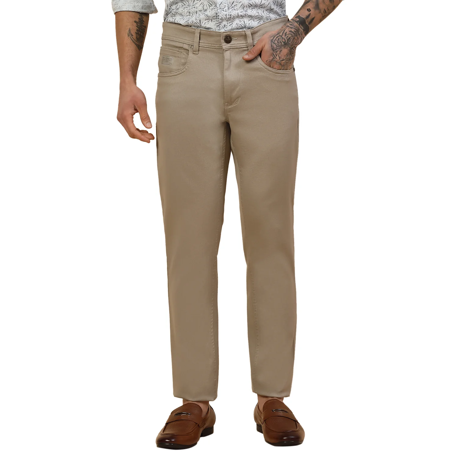 Casual Trouser for Men | Breathable & Soft with Color Fastness Regular Fit Cotton Blend Fabric Solid Pattern Button Closure - Image 2