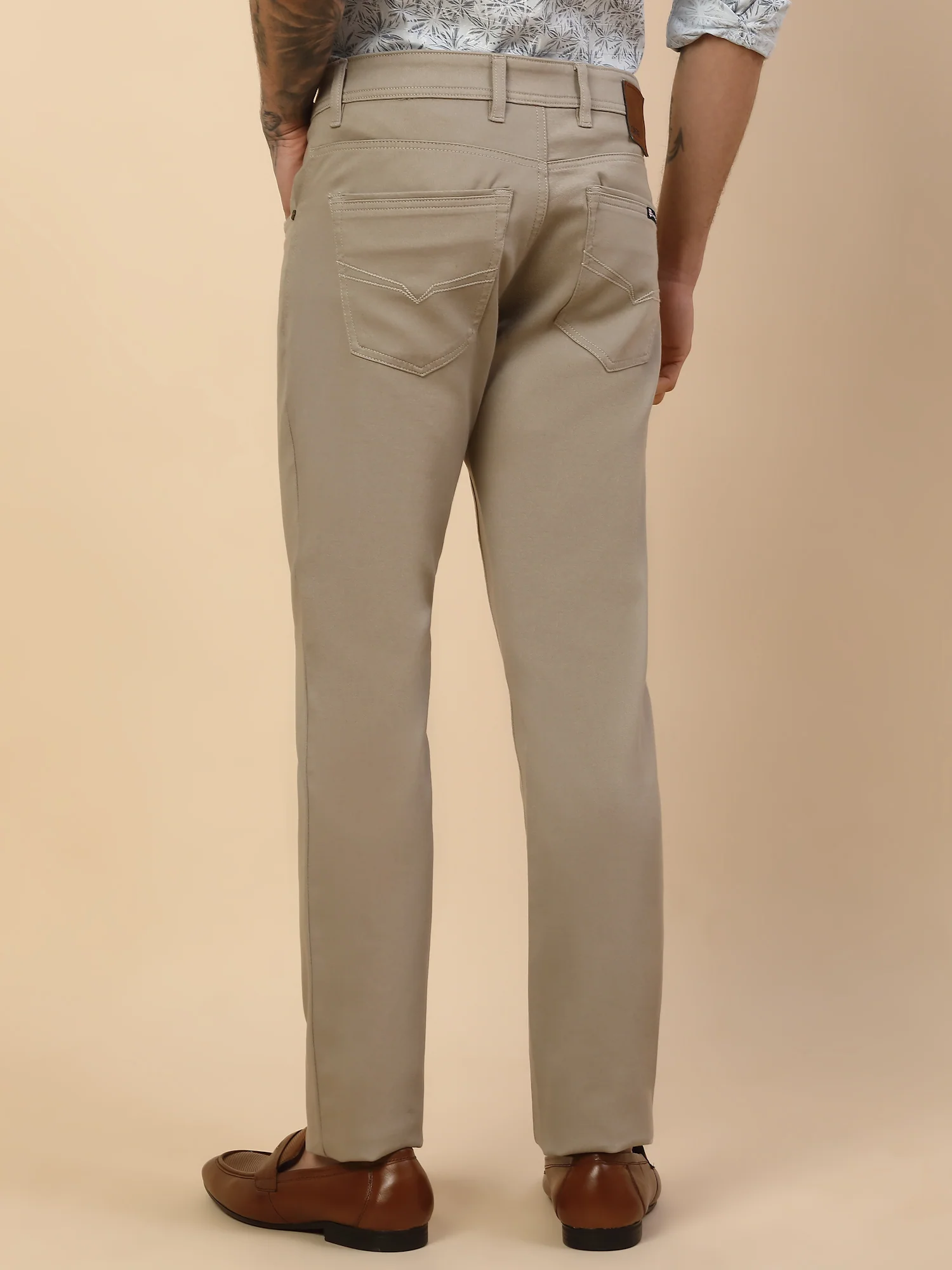 Casual Trouser for Men | Breathable & Soft with Color Fastness Regular Fit Cotton Blend Fabric Solid Pattern Button Closure - Image 7