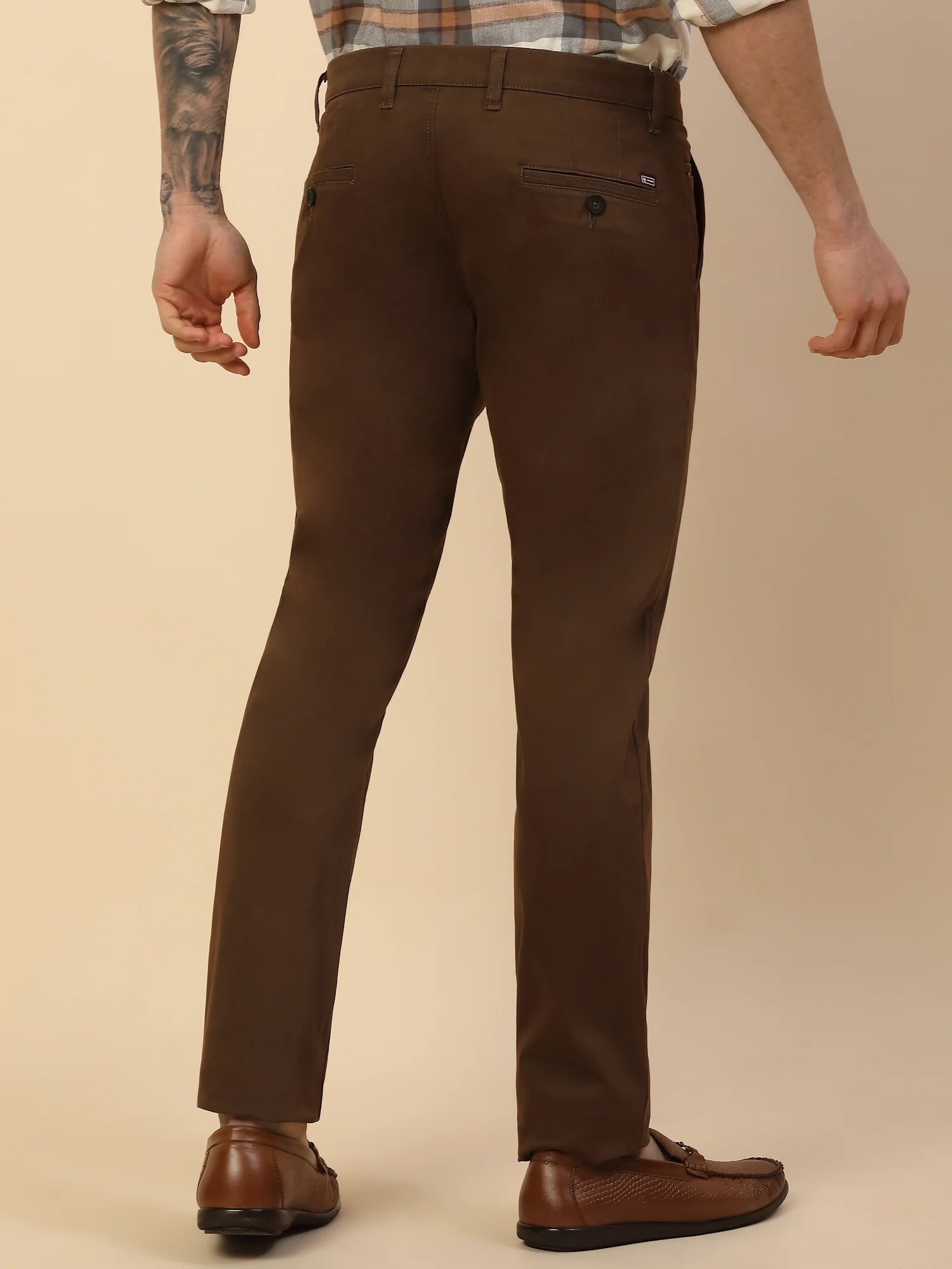 Casual Trouser for Men | Breathable & Soft with Color Fastness Regular Fit Cotton Blend Fabric Solid Pattern Button Closure - Image 7