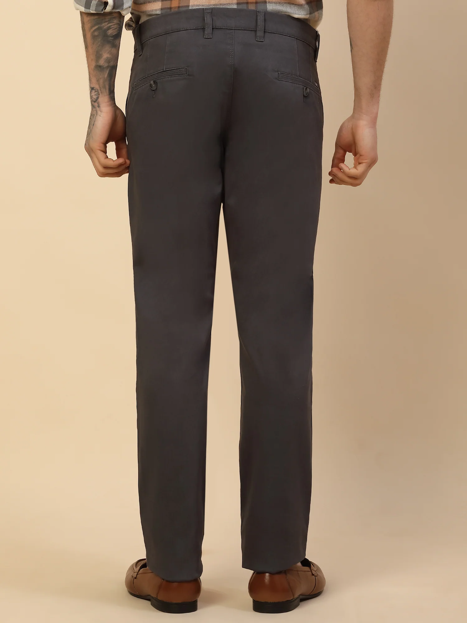 Casual Trouser for Men | Breathable & Soft with Color Fastness Regular Fit Cotton Blend Fabric Solid Pattern Button Closure - Image 7
