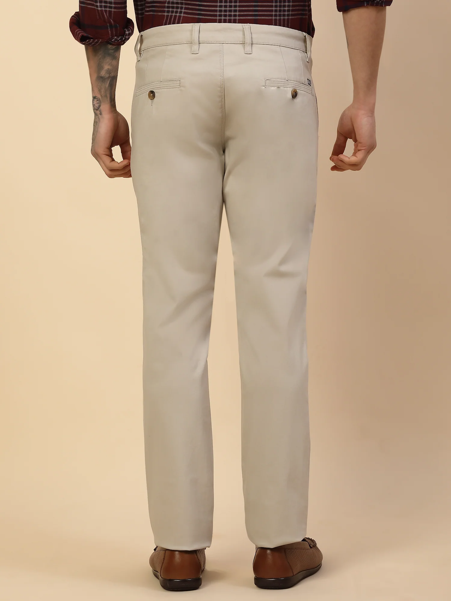 Casual Trouser for Men | Breathable & Soft with Color Fastness Regular Fit Cotton Blend Fabric Solid Pattern Button Closure - Image 7