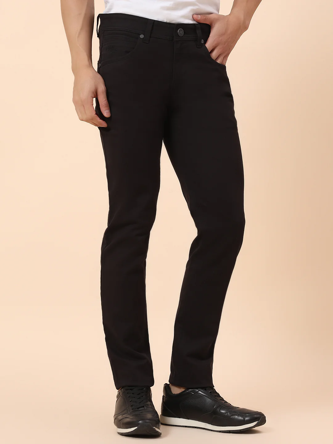 Casual Trouser for Men | Breathable & Soft with Color Fastness Regular Fit Cotton Blend Fabric Solid Pattern Button Closure - Image 5
