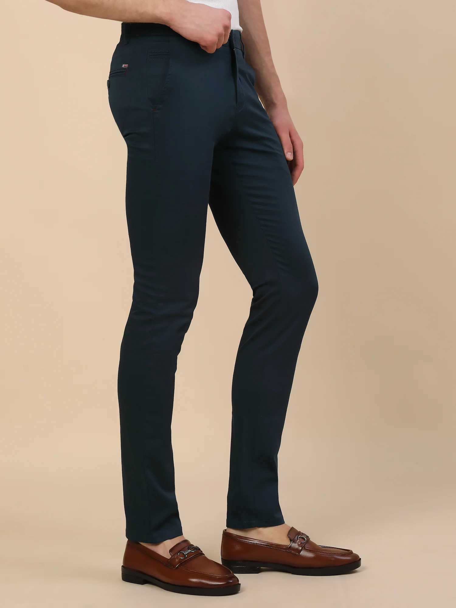 Casual Trouser for Men | Breathable & Soft with Color Fastness Regular Fit Cotton Blend Fabric Solid Pattern Button Closure - Image 4