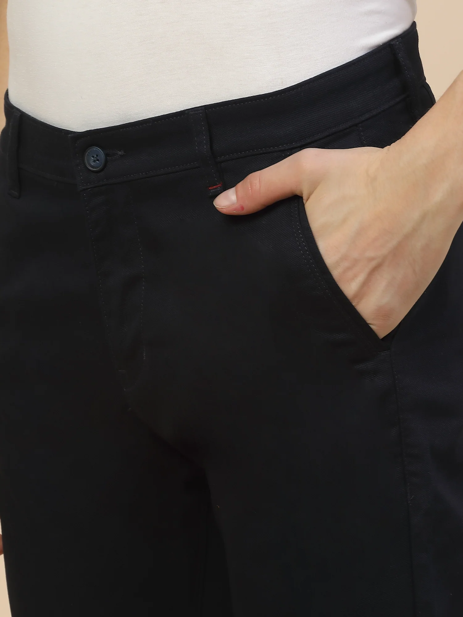 Casual Trouser for Men | Breathable & Soft with Color Fastness Regular Fit Cotton Blend Fabric Solid Pattern Button Closure - Image 5