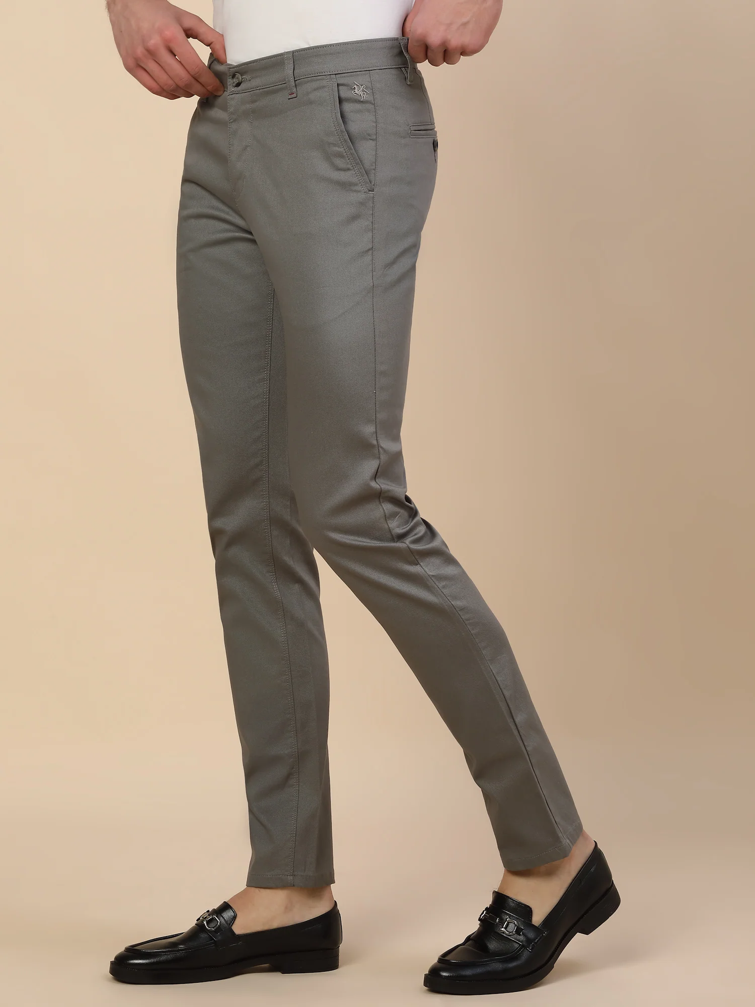 Casual Trouser for Men | Breathable & Soft with Color Fastness Regular Fit Cotton Blend Fabric Solid Pattern Button Closure - Image 4