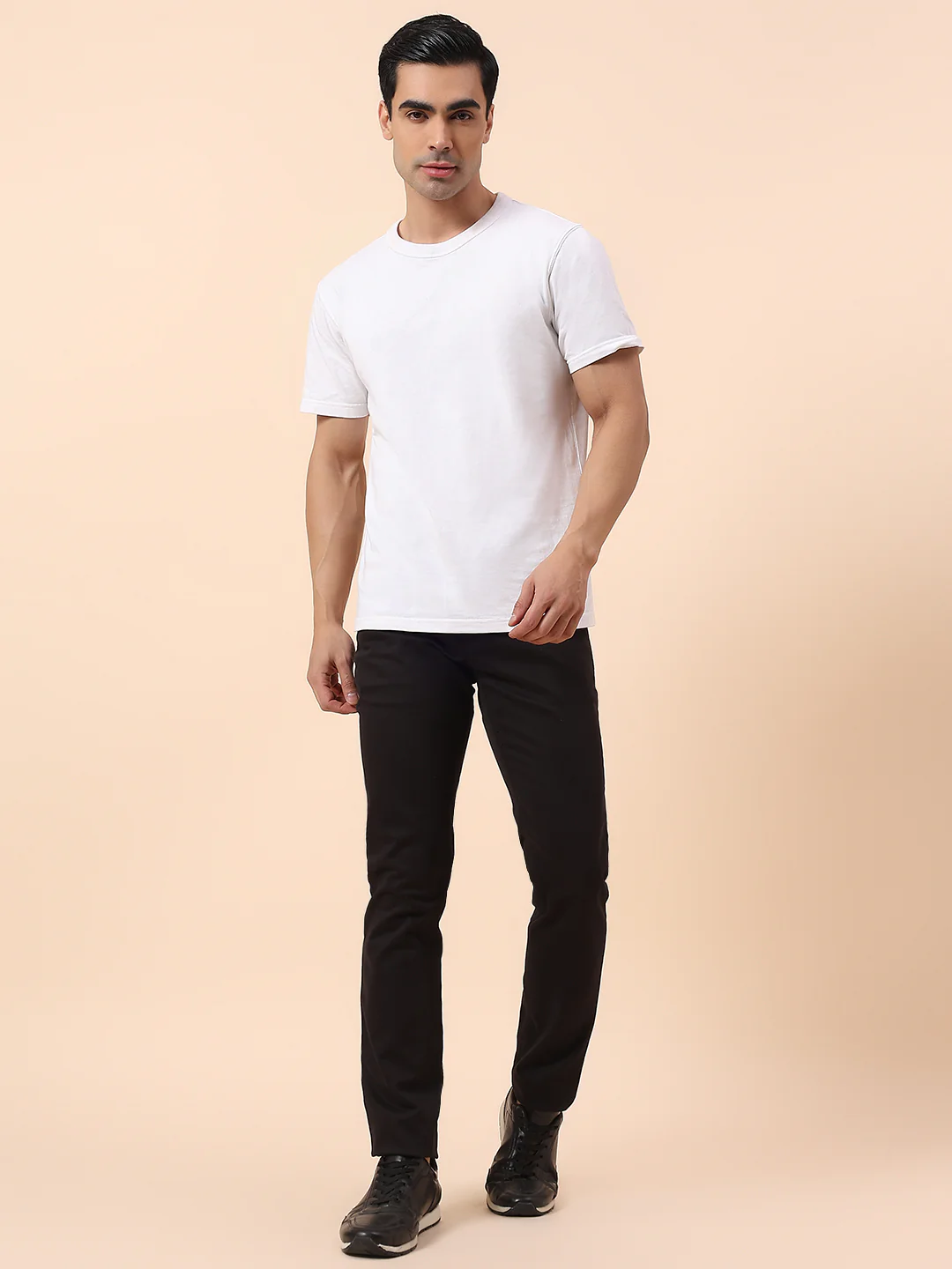 Casual Trouser for Men | Breathable & Soft with Color Fastness Regular Fit Cotton Blend Fabric Solid Pattern Button Closure - Image 8