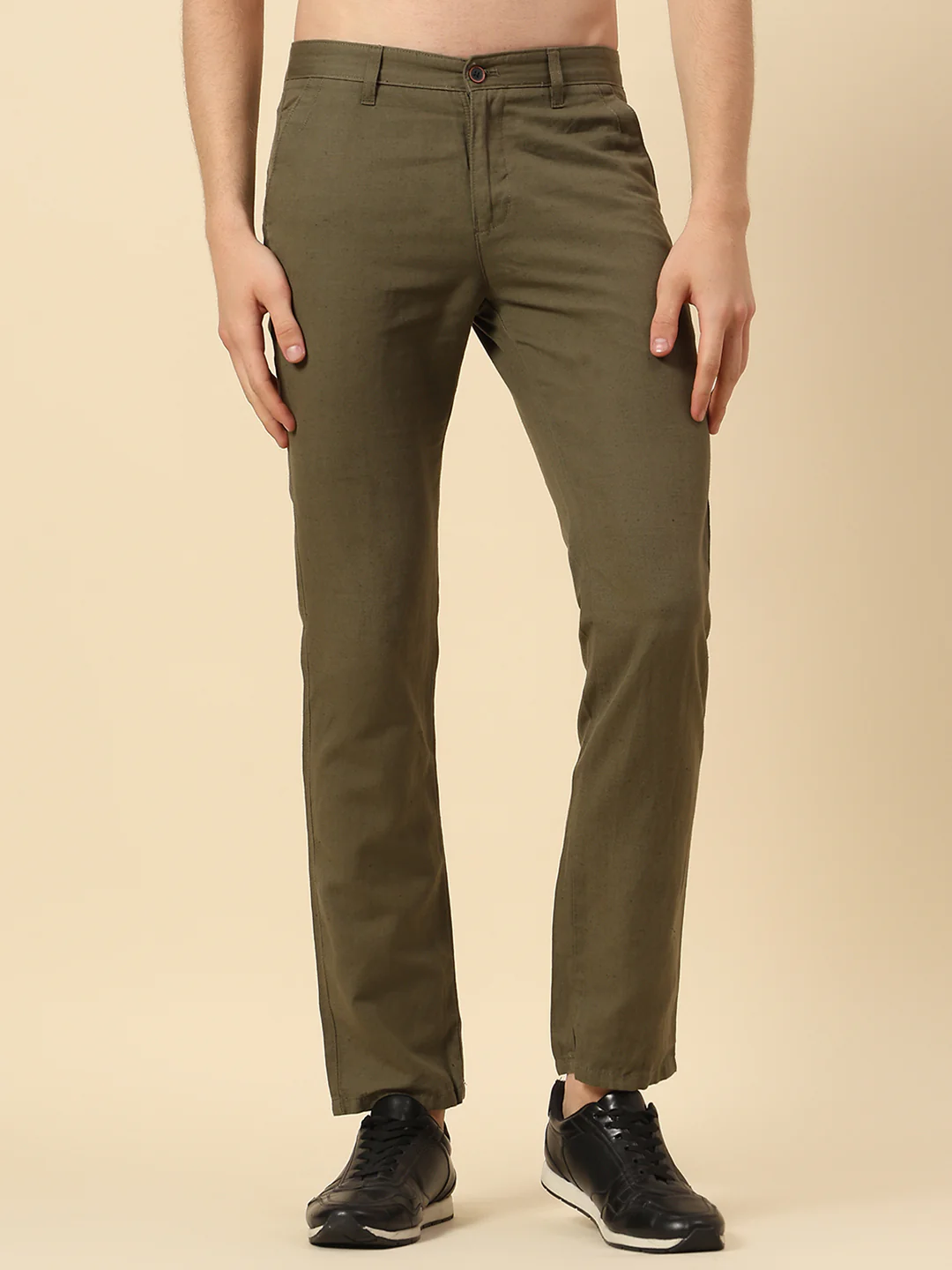 Casual Trouser for Men | Breathable & Soft with Color Fastness Regular Fit Cotton Fabric Solid Pattern Button Closure - Image 2