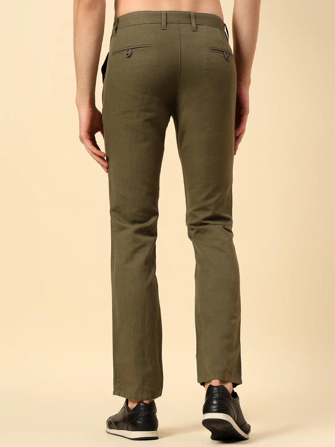 Casual Trouser for Men | Breathable & Soft with Color Fastness Regular Fit Cotton Fabric Solid Pattern Button Closure - Image 5