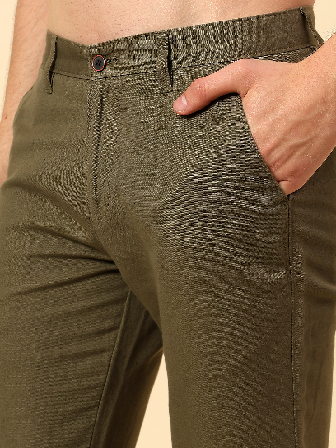 Casual Trouser for Men | Breathable & Soft with Color Fastness Regular Fit Cotton Fabric Solid Pattern Button Closure - Image 6