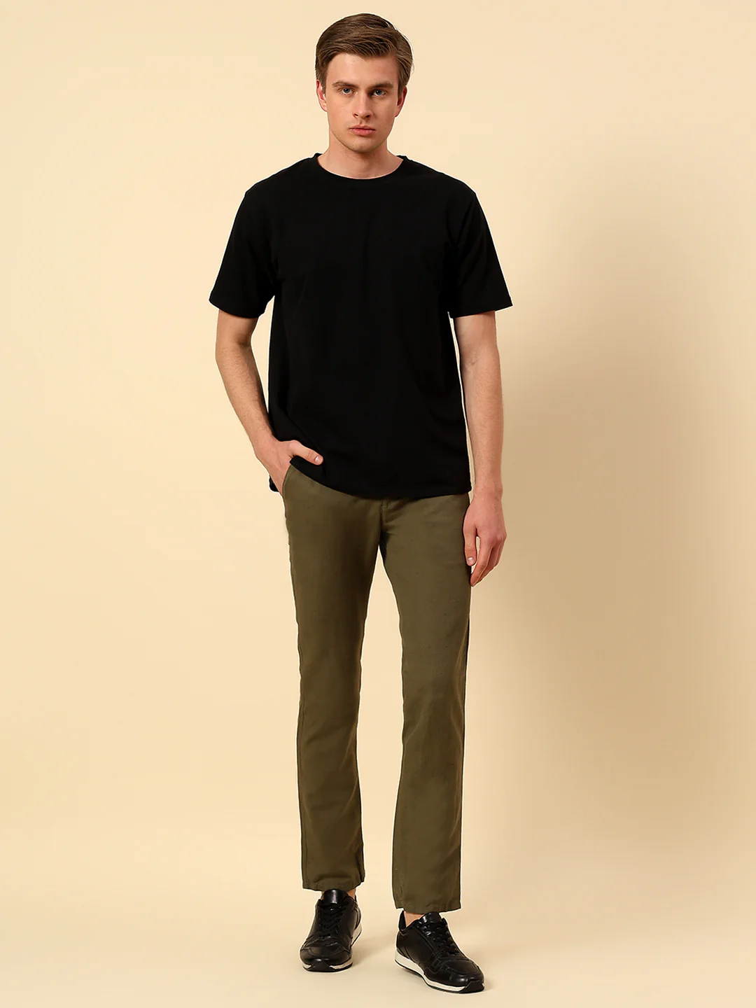 Casual Trouser for Men | Breathable & Soft with Color Fastness Regular Fit Cotton Fabric Solid Pattern Button Closure - Image 7
