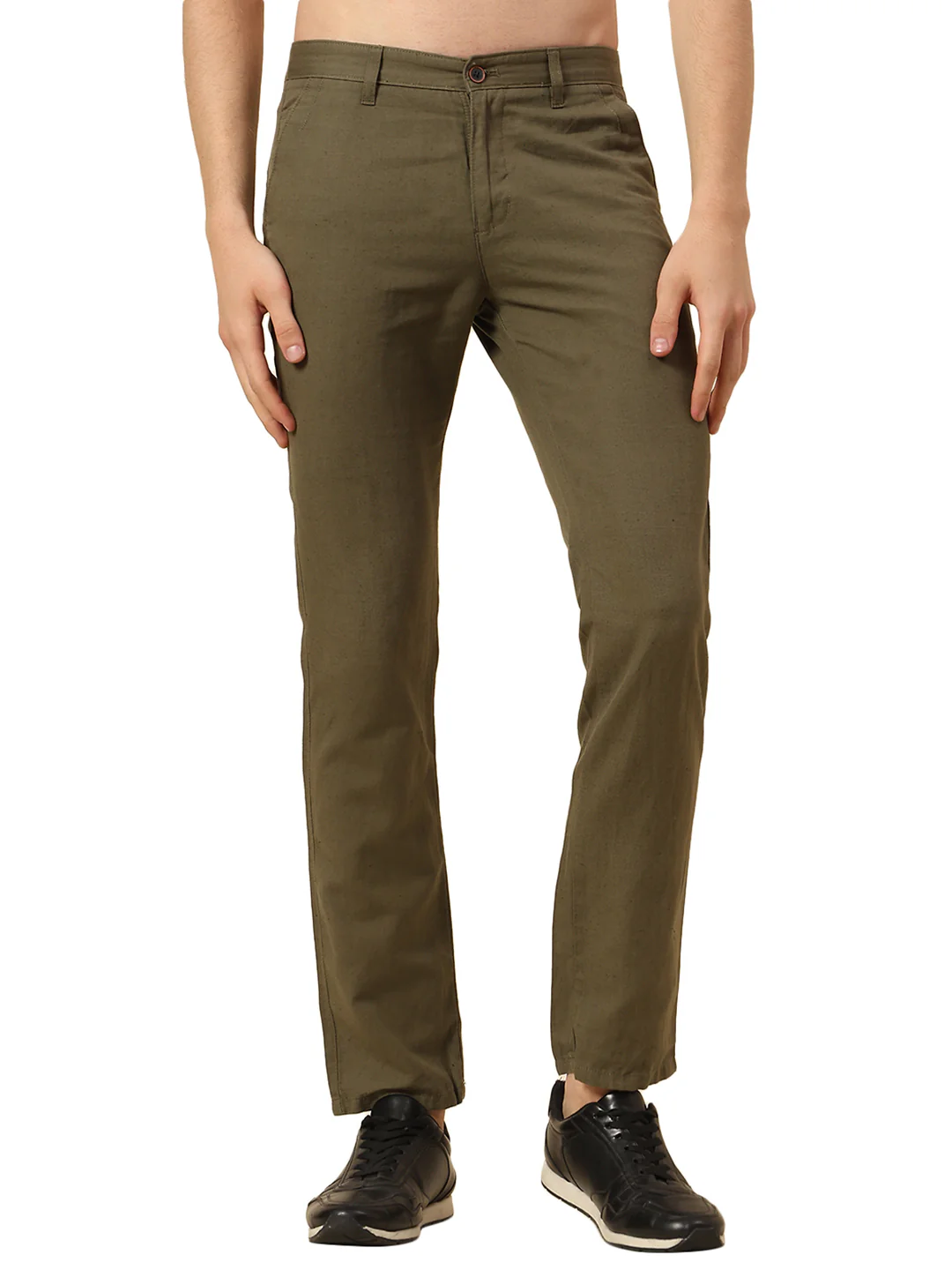 Casual Trouser for Men | Breathable & Soft with Color Fastness Regular Fit Cotton Fabric Solid Pattern Button Closure - Image 8