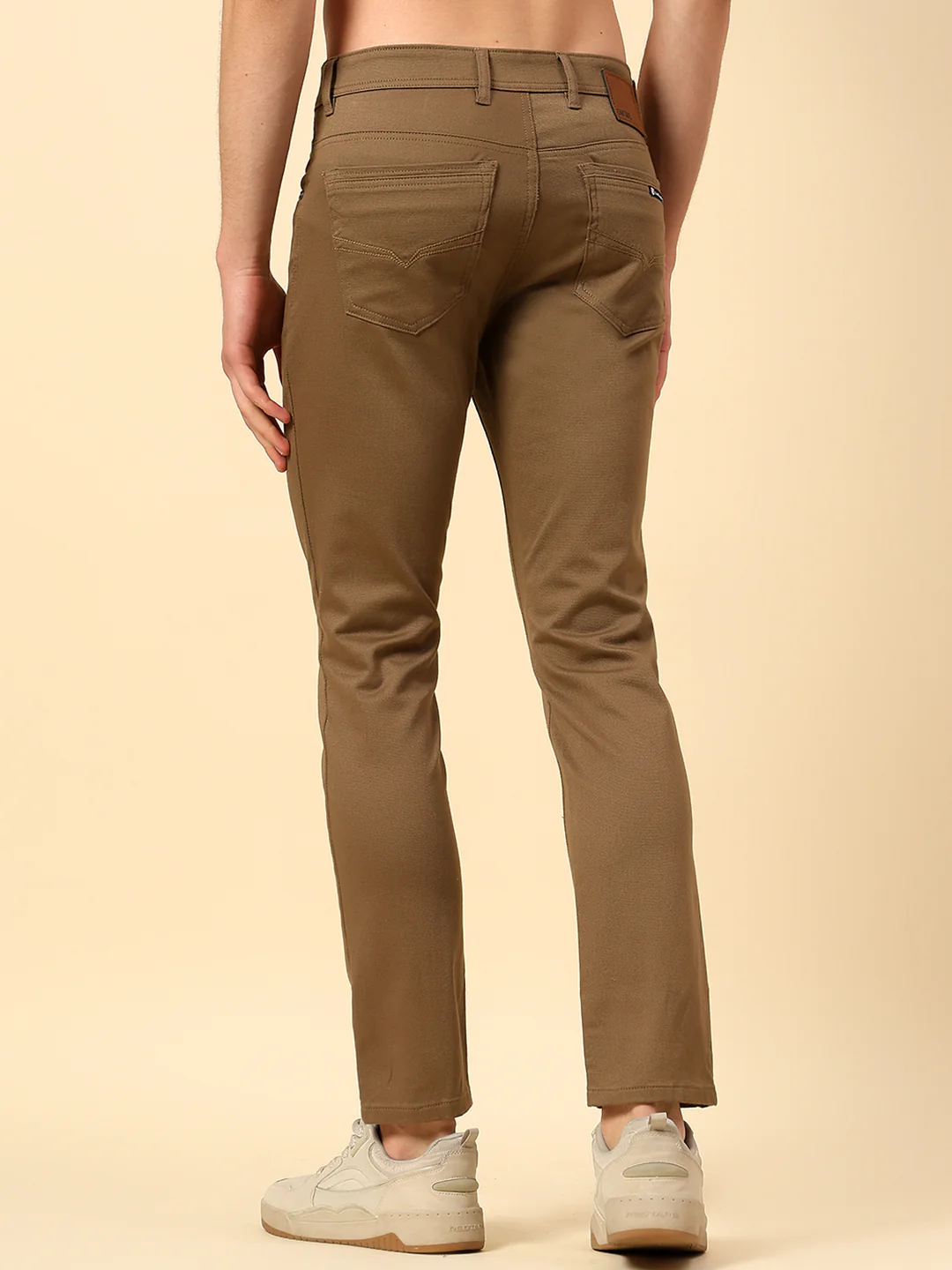 Casual Trouser for Men | Breathable & Soft with Color Fastness Regular Fit Cotton Stretch Fabric Self Design Pattern Button Closure - Image 5