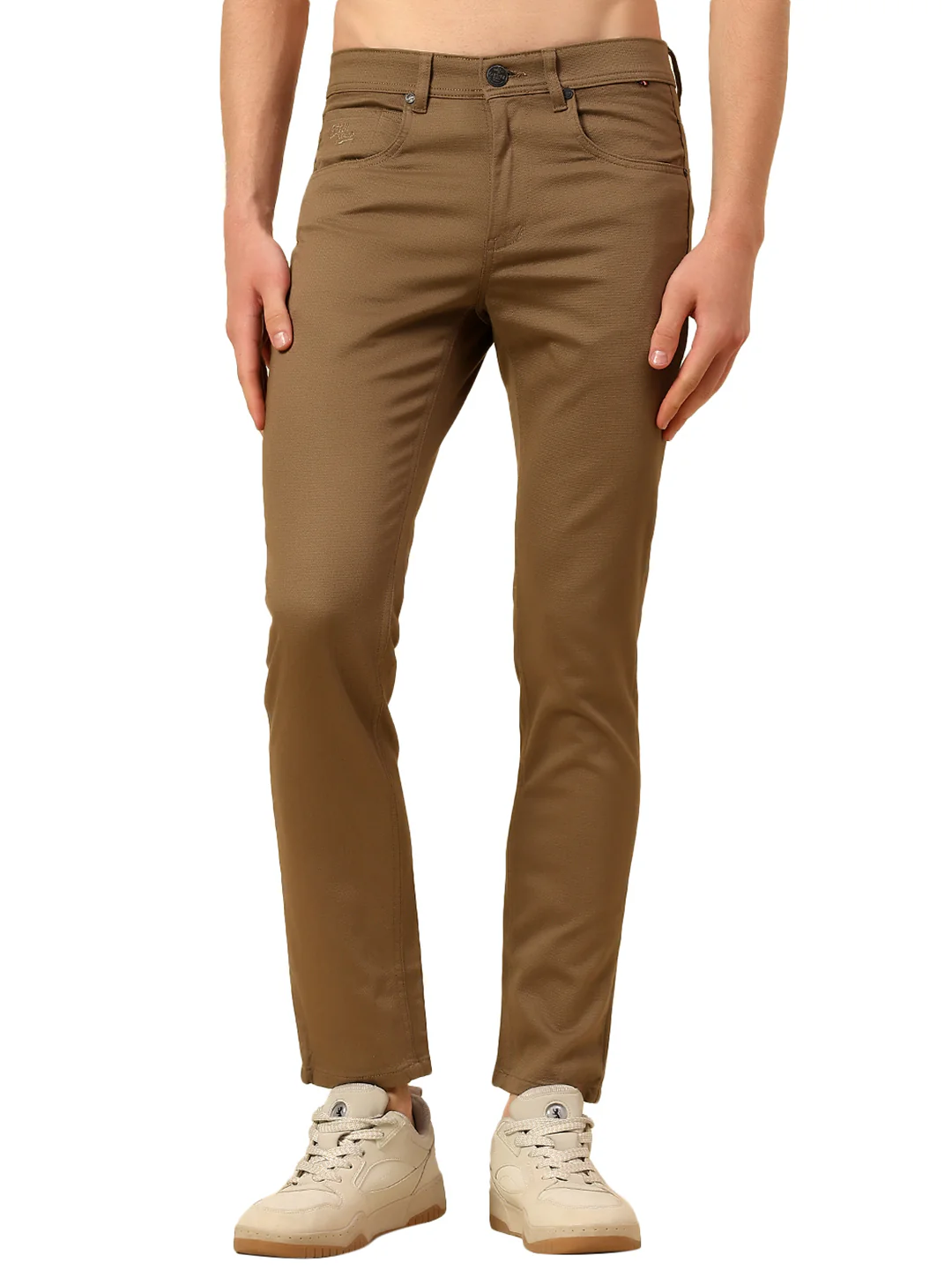 Casual Trouser for Men | Breathable & Soft with Color Fastness Regular Fit Cotton Stretch Fabric Self Design Pattern Button Closure - Image 8
