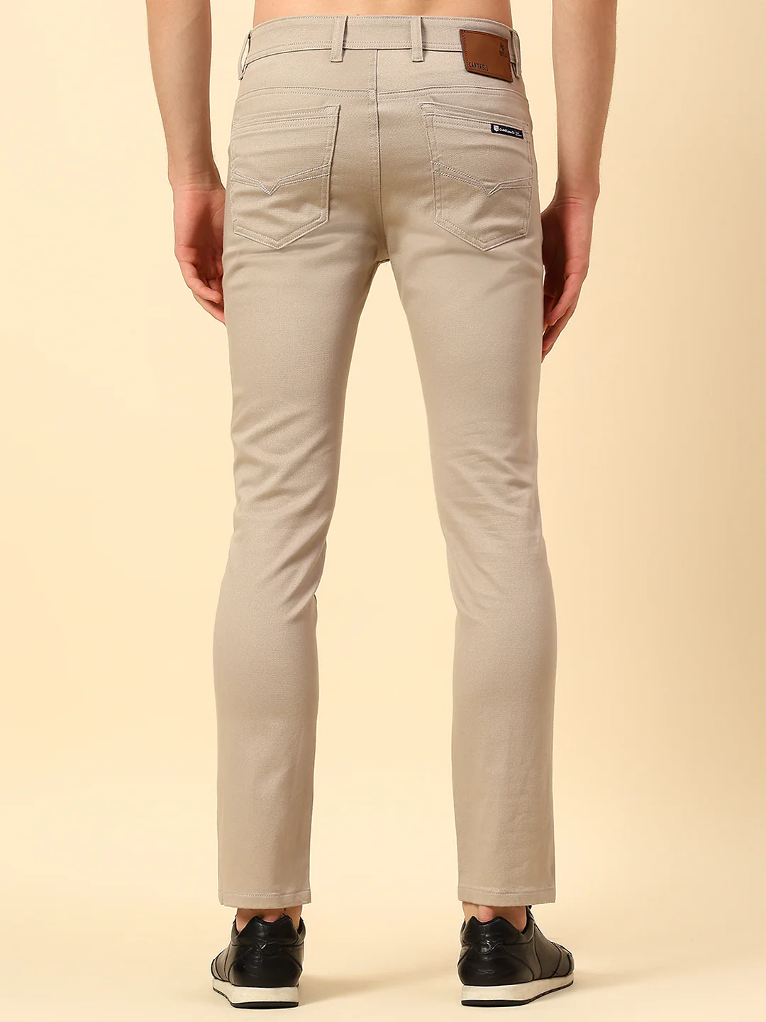 Casual Trouser for Men | Breathable & Soft with Color Fastness Regular Fit Cotton Stretch Fabric Self Design Pattern Button Closure - Image 5