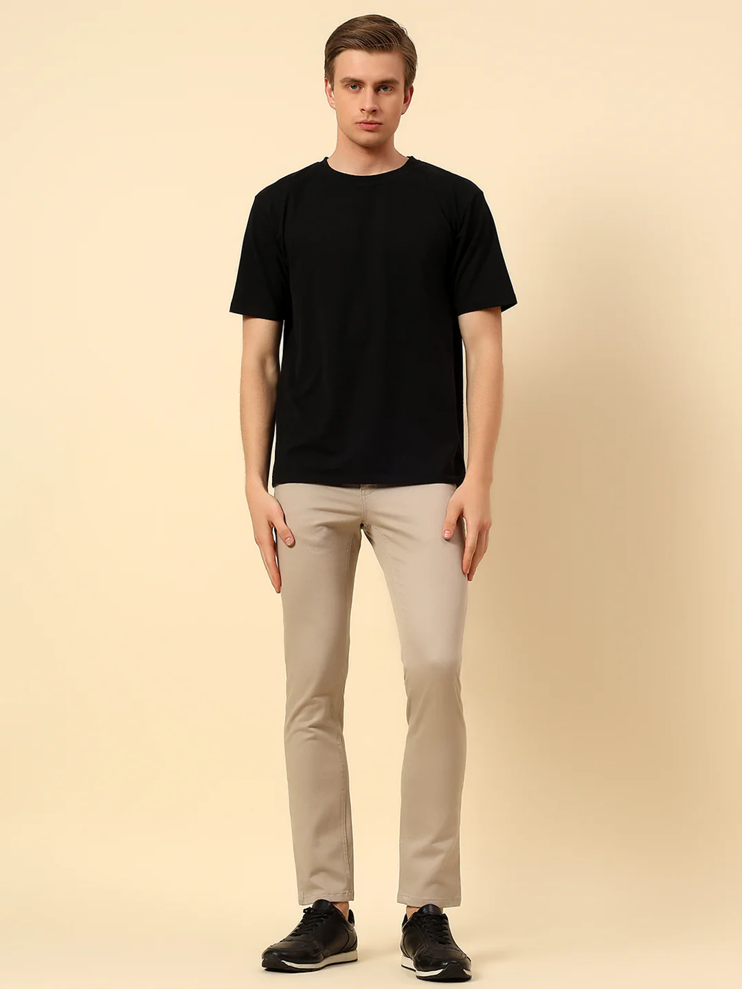 Casual Trouser for Men | Breathable & Soft with Color Fastness Regular Fit Cotton Stretch Fabric Self Design Pattern Button Closure - Image 7