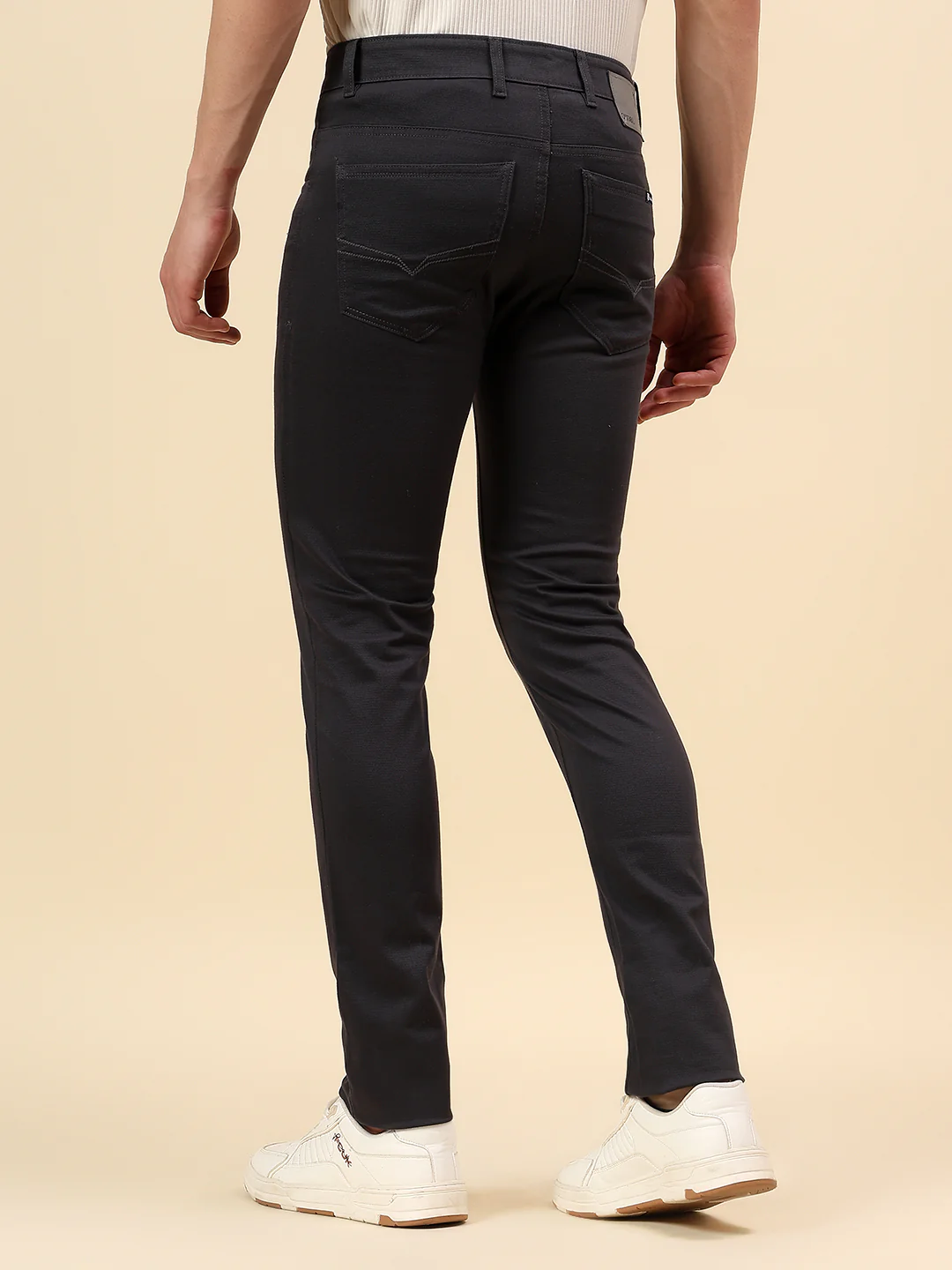 Casual Trouser for Men | Breathable & Soft with Color Fastness Regular Fit Cotton Stretch Fabric Self Design Pattern Button Closure - Image 5
