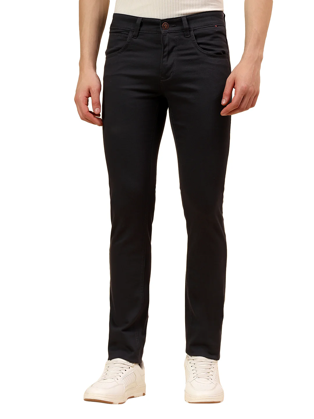 Casual Trouser for Men | Breathable & Soft with Color Fastness Regular Fit Cotton Stretch Fabric Self Design Pattern Button Closure - Image 8