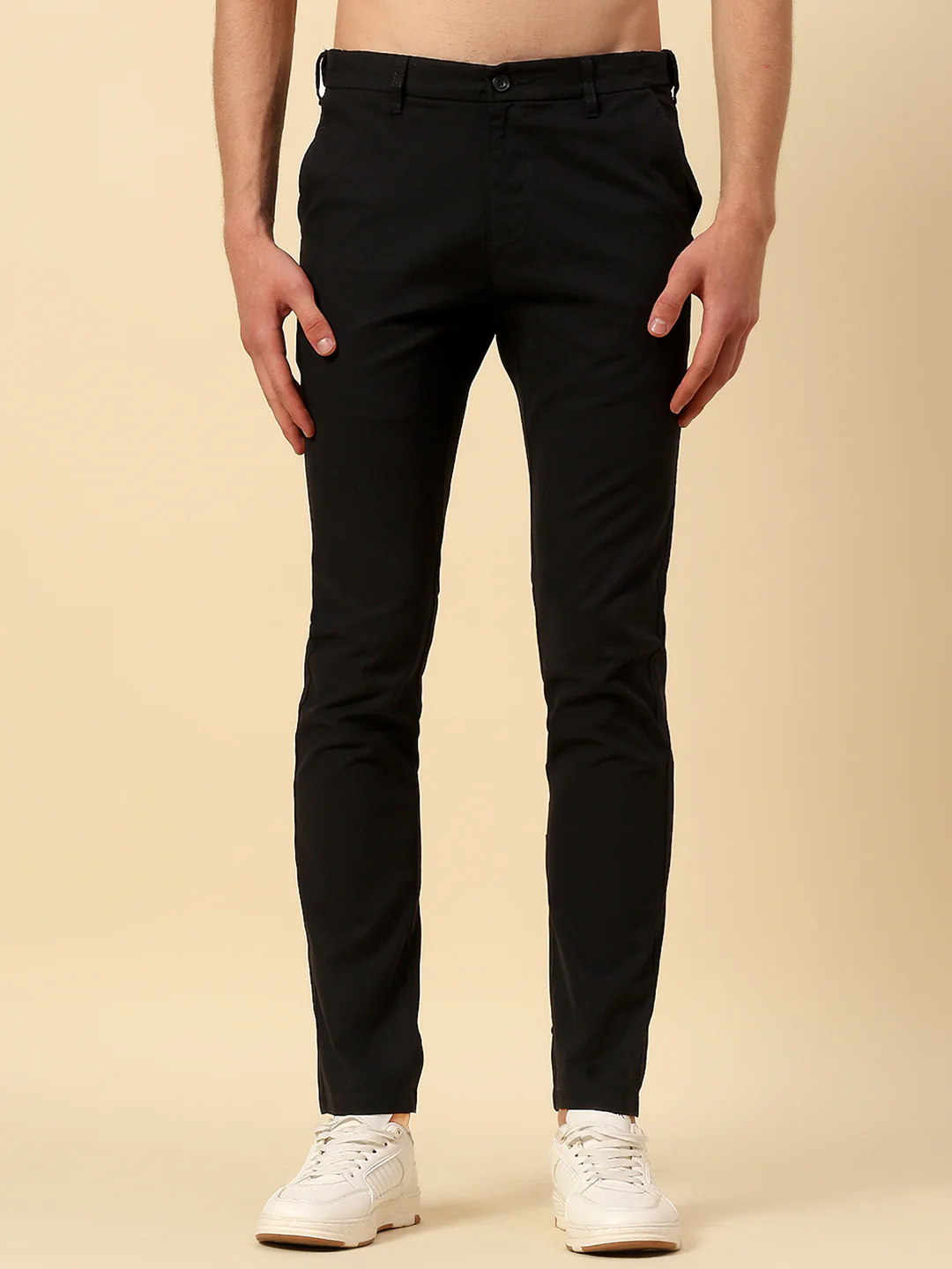 Casual Trouser for Men | Breathable & Soft with Color Fastness Regular Fit Cotton Stretch Fabric Solid Pattern Button Closure - Image 2