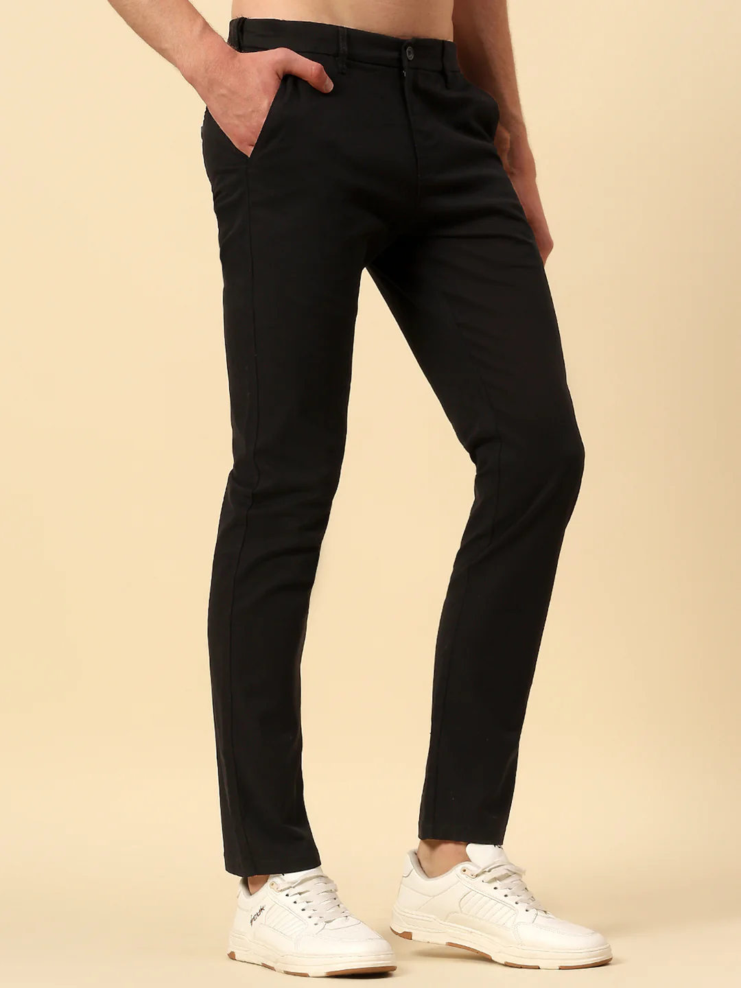 Casual Trouser for Men | Breathable & Soft with Color Fastness Regular Fit Cotton Stretch Fabric Solid Pattern Button Closure - Image 4