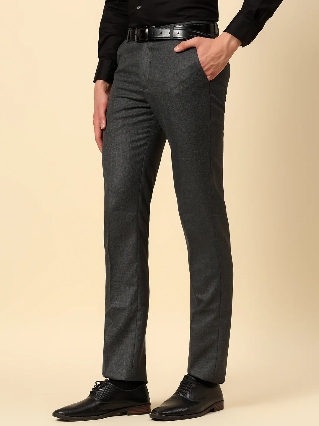 Casual Trouser for Men | Breathable & Soft with Color Fastness Regular Fit Poly Viscose Fabric Self Design Pattern Button Closure - Image 3