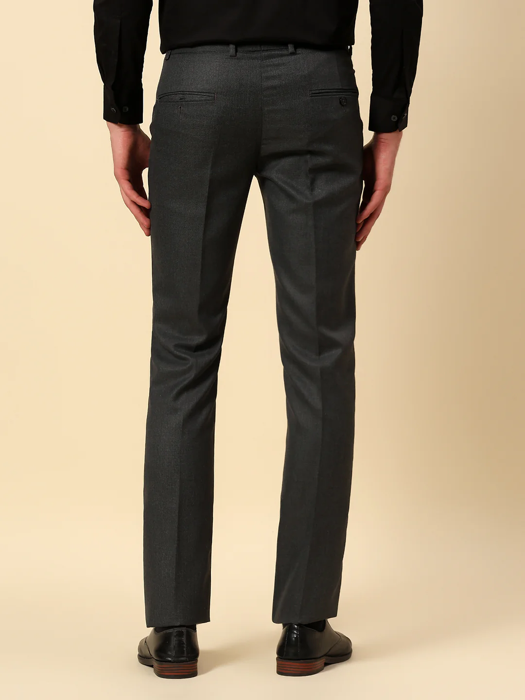 Casual Trouser for Men | Breathable & Soft with Color Fastness Regular Fit Poly Viscose Fabric Self Design Pattern Button Closure - Image 5