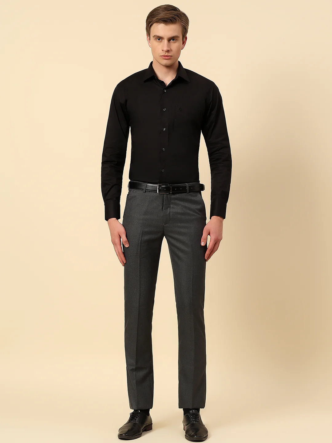 Casual Trouser for Men | Breathable & Soft with Color Fastness Regular Fit Poly Viscose Fabric Self Design Pattern Button Closure - Image 7