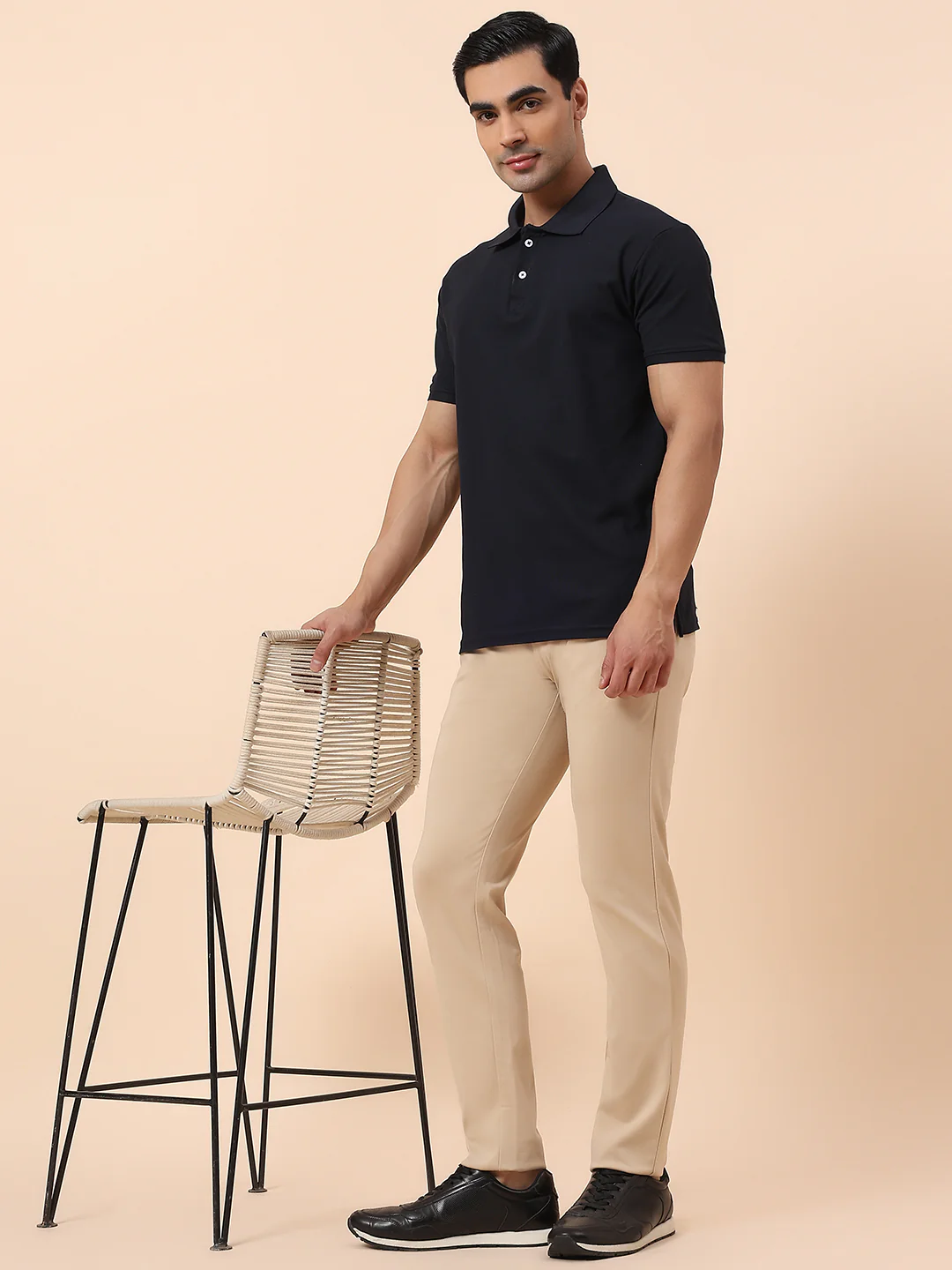 Casual Trouser for Men | Breathable & Soft with Color Fastness Regular Fit Polyester Fabric Solid Pattern Button Closure - Image 2