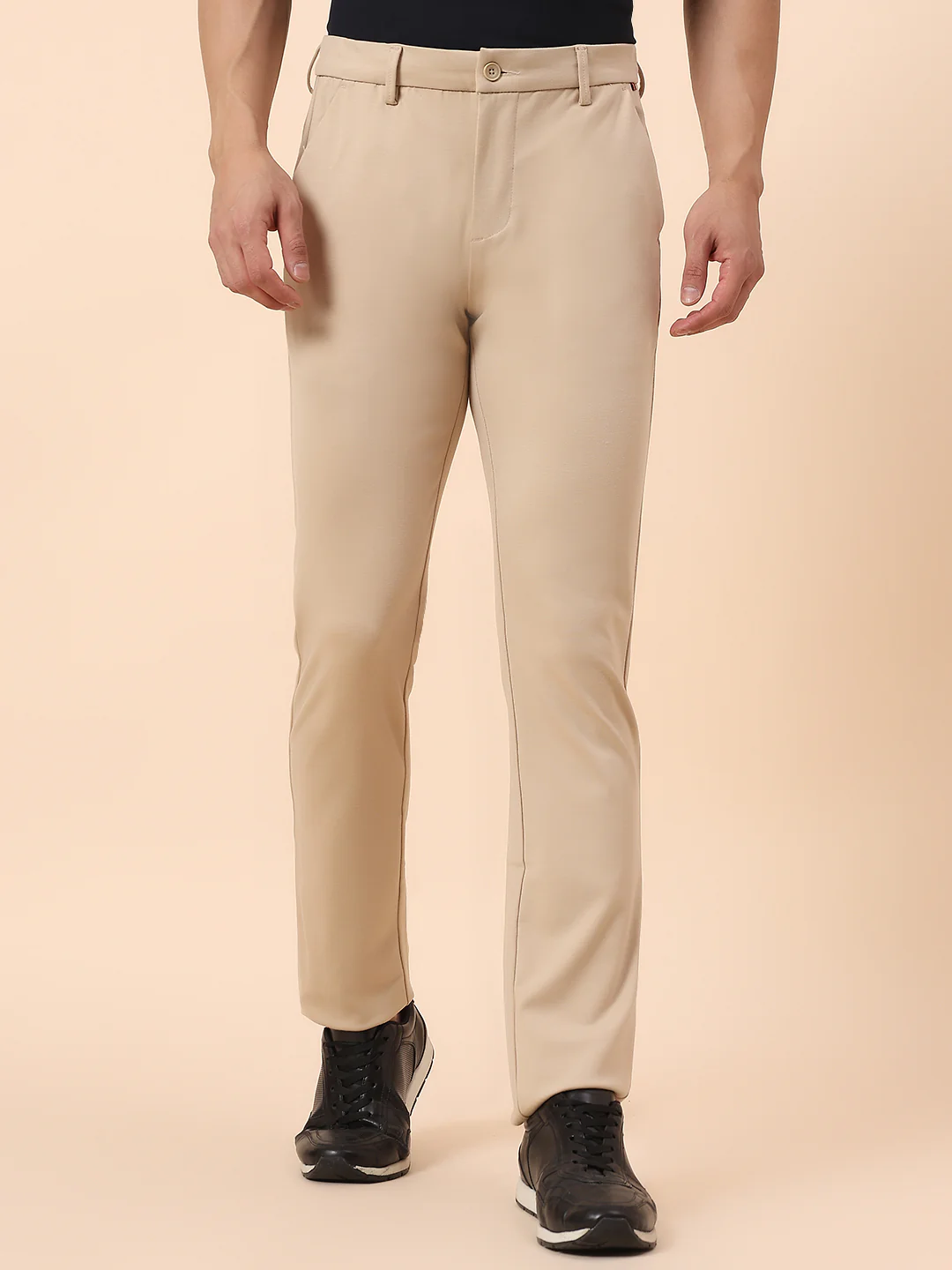 Casual Trouser for Men | Breathable & Soft with Color Fastness Regular Fit Polyester Fabric Solid Pattern Button Closure - Image 3