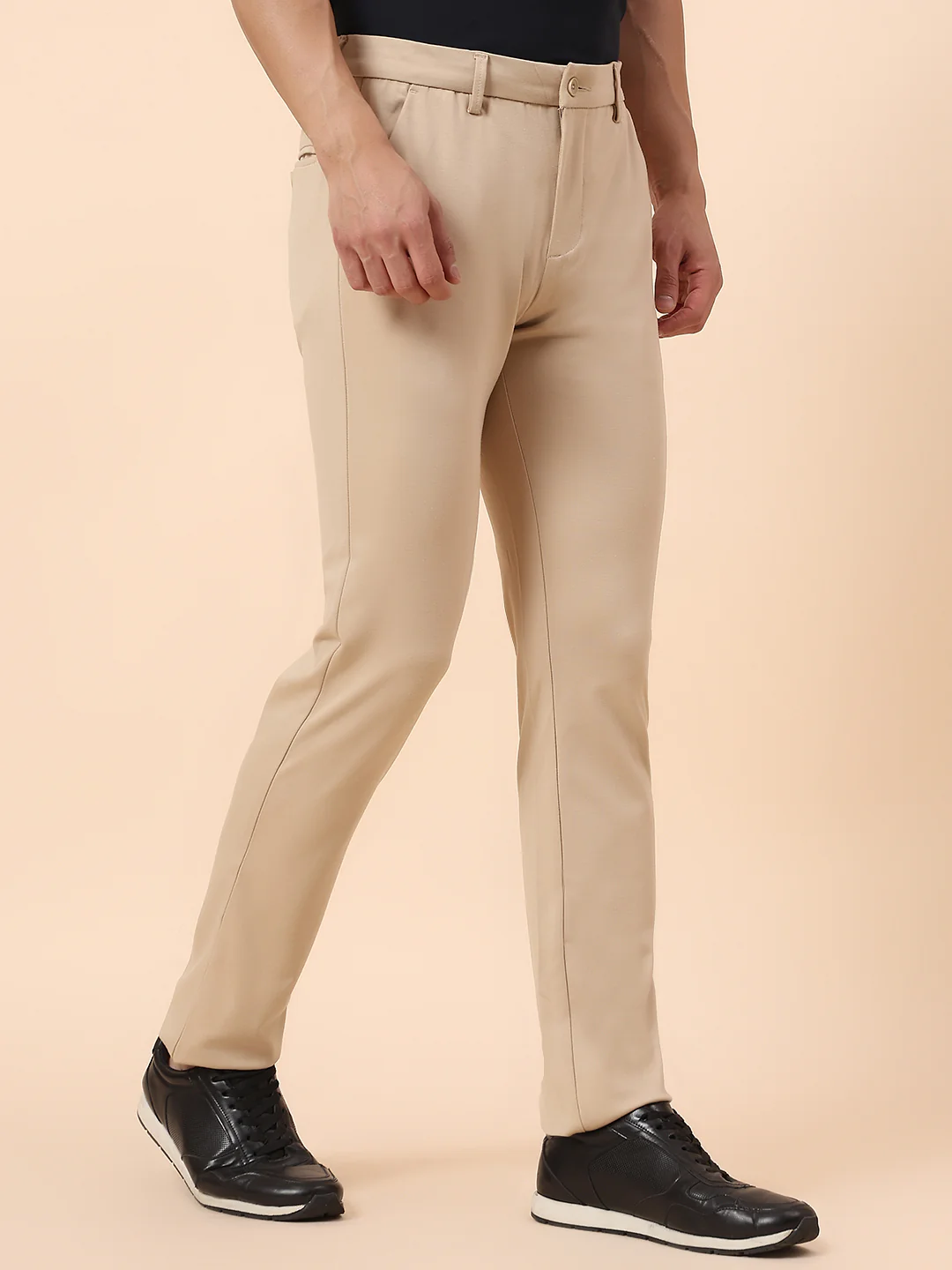 Casual Trouser for Men | Breathable & Soft with Color Fastness Regular Fit Polyester Fabric Solid Pattern Button Closure - Image 5