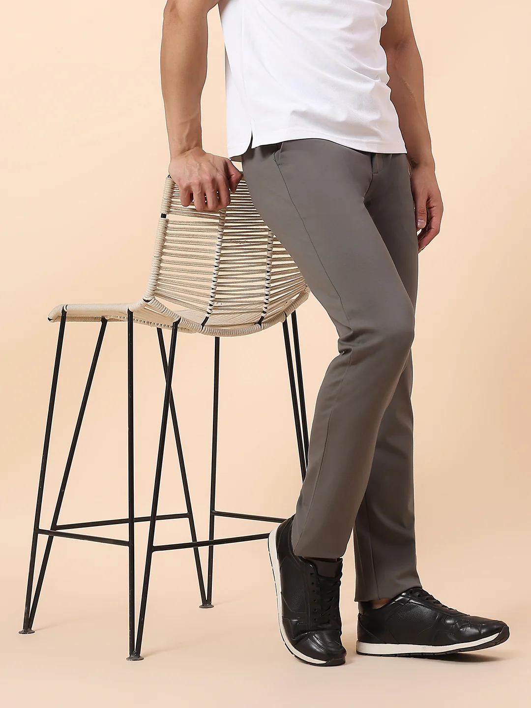 Casual Trouser for Men | Breathable & Soft with Color Fastness Regular Fit Polyester Fabric Solid Pattern Button Closure - Image 4