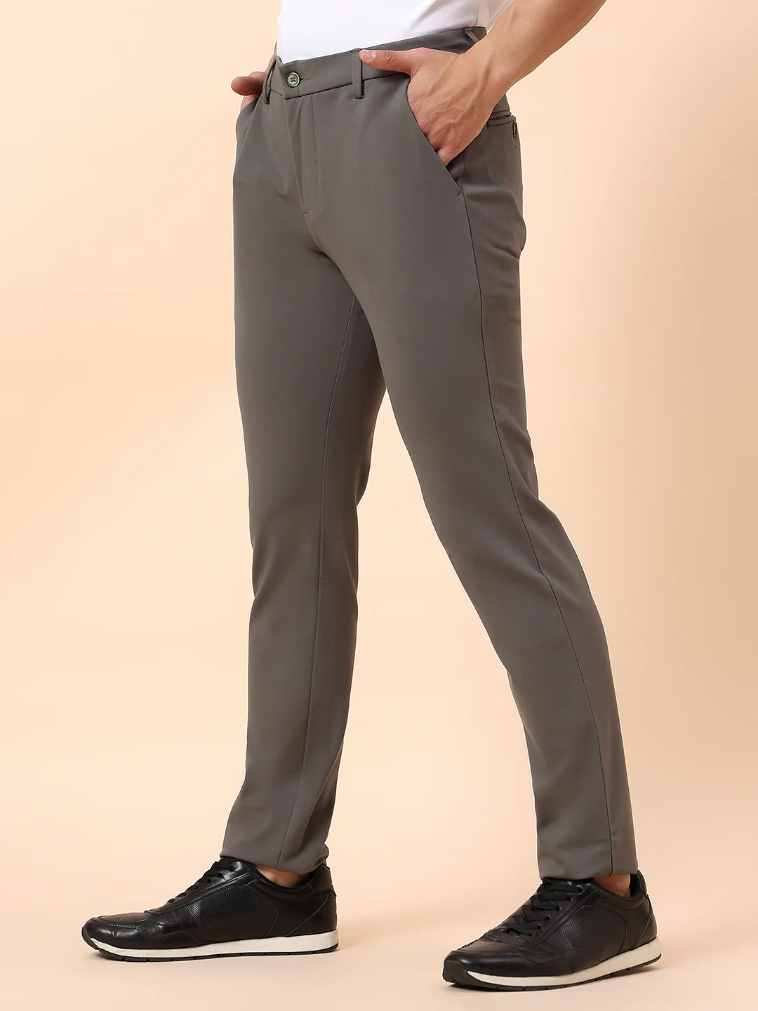 Casual Trouser for Men | Breathable & Soft with Color Fastness Regular Fit Polyester Fabric Solid Pattern Button Closure - Image 6