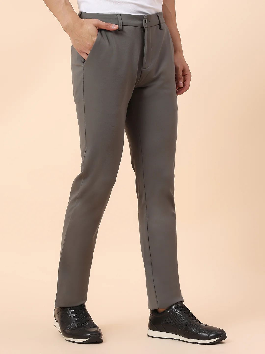 Casual Trouser for Men | Breathable & Soft with Color Fastness Regular Fit Polyester Fabric Solid Pattern Button Closure - Image 7